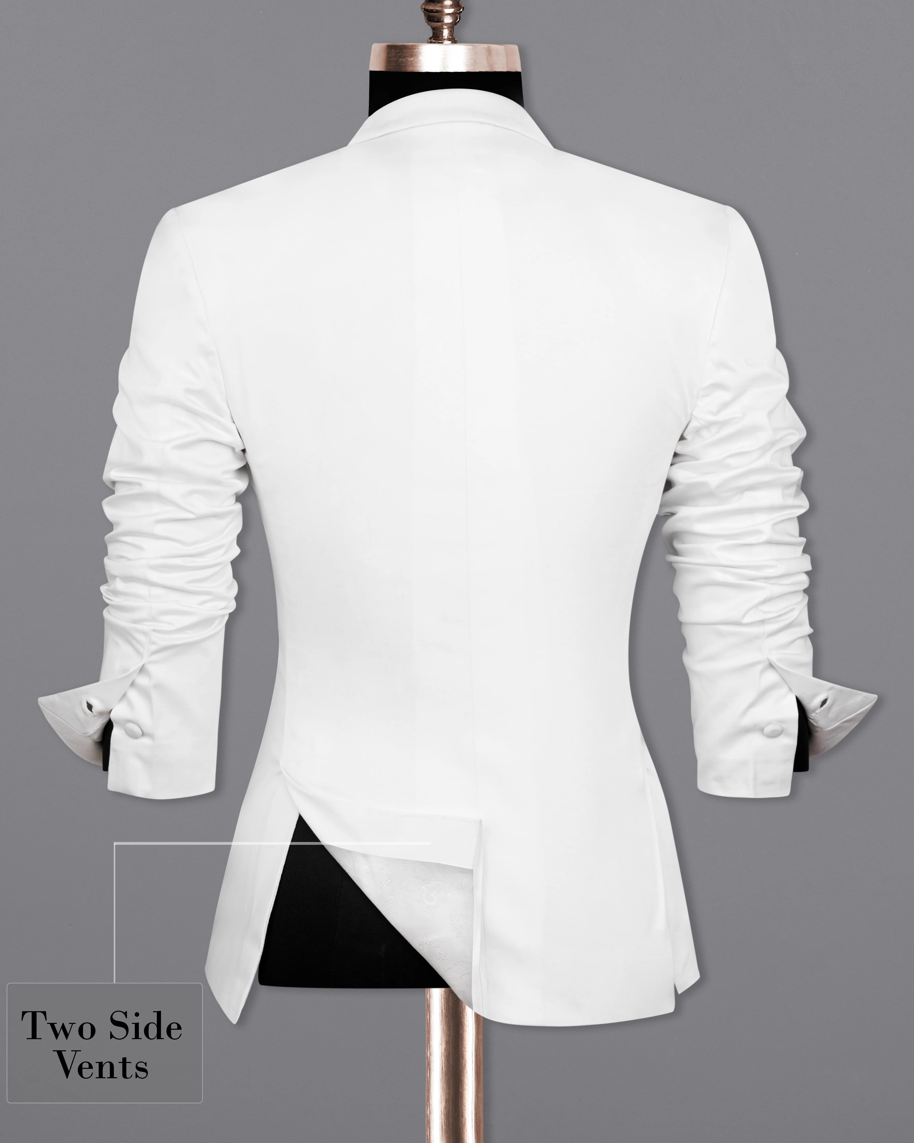 Bright White with Black Patch Collar Premium Cotton Women's Blazer - Image 5