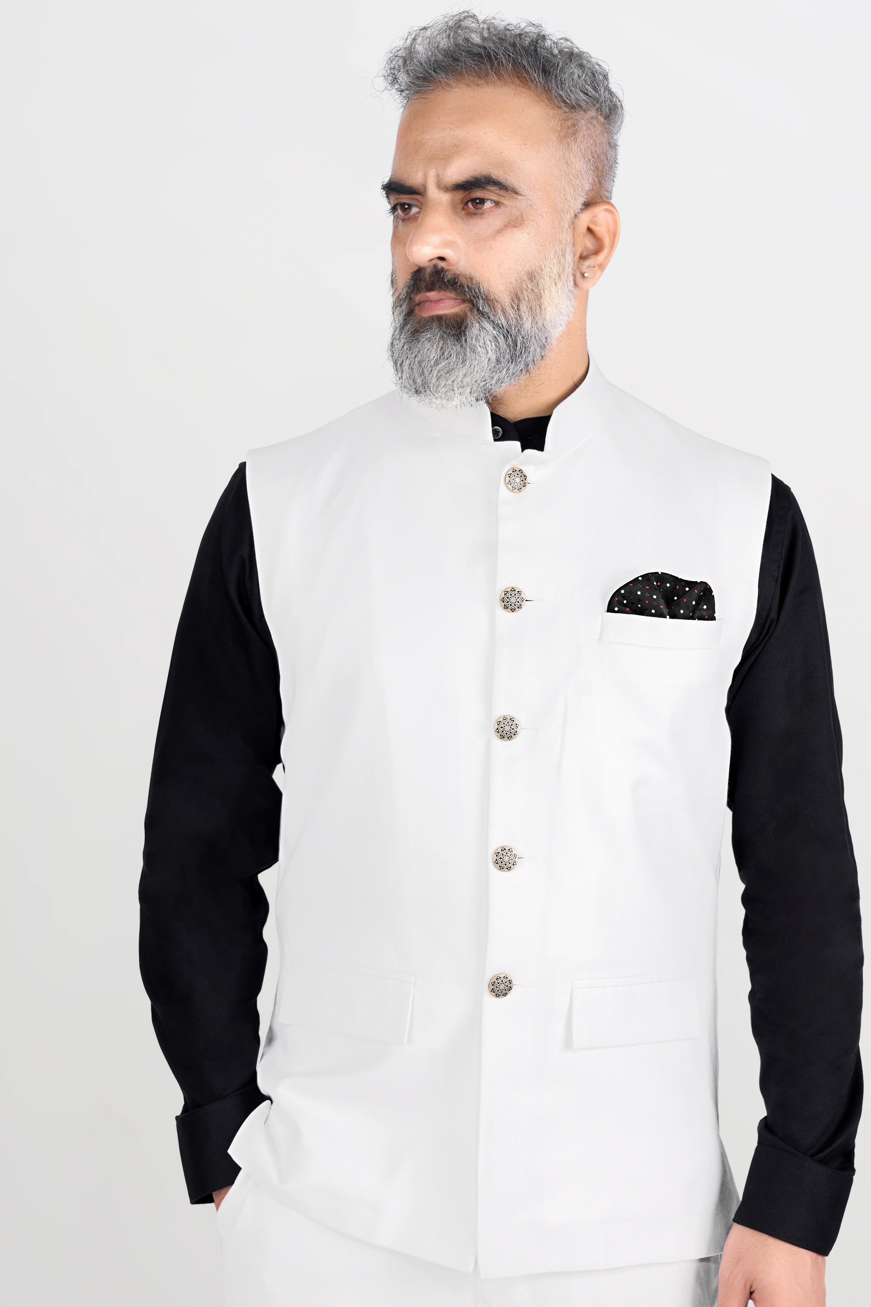 Bright White Wool Rich Nehru Jacket - Image 4