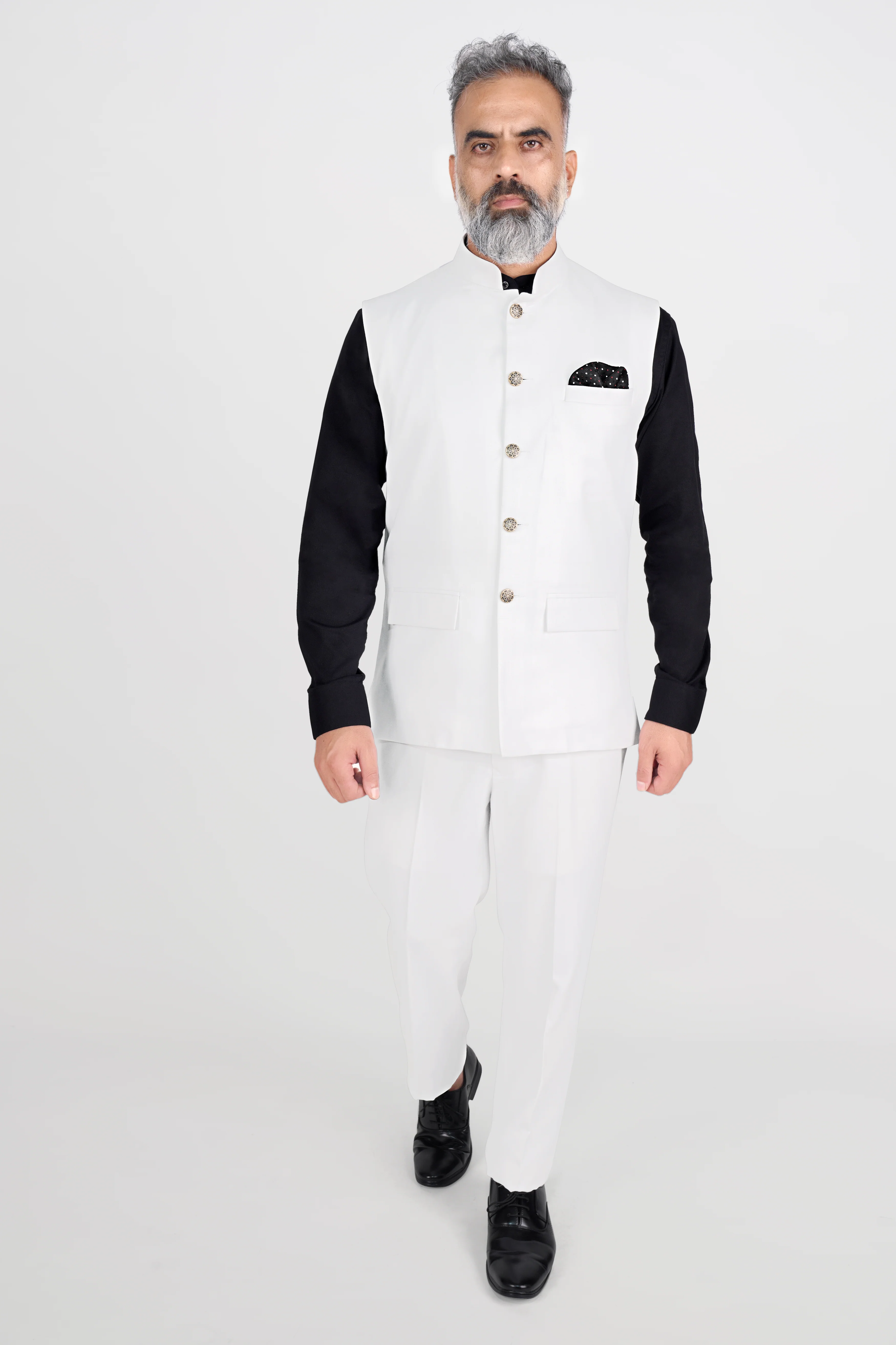 Bright White Wool Rich Nehru Jacket - Image 5