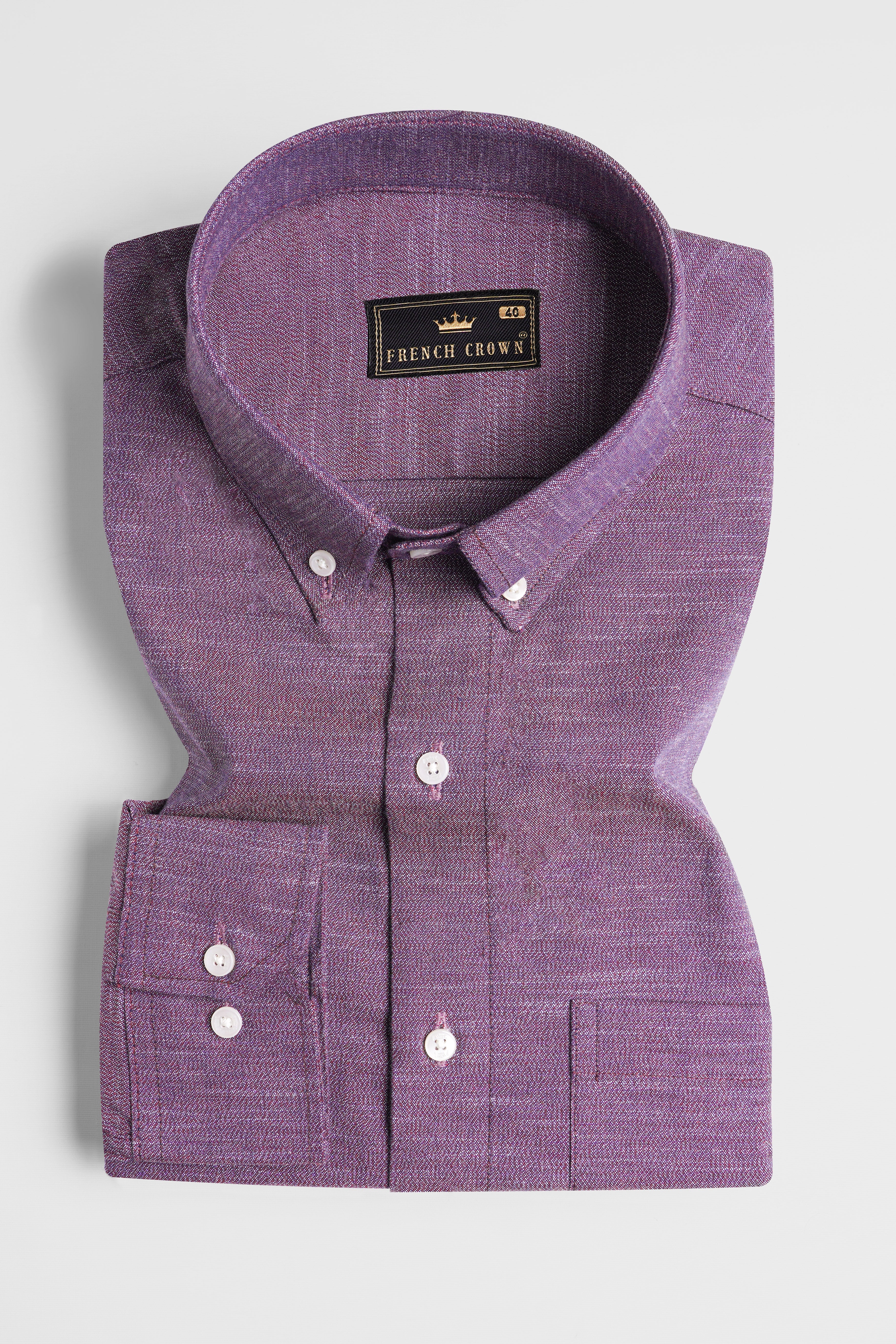 Byzantium Purple Chambray Button Down Shirt - Image 3