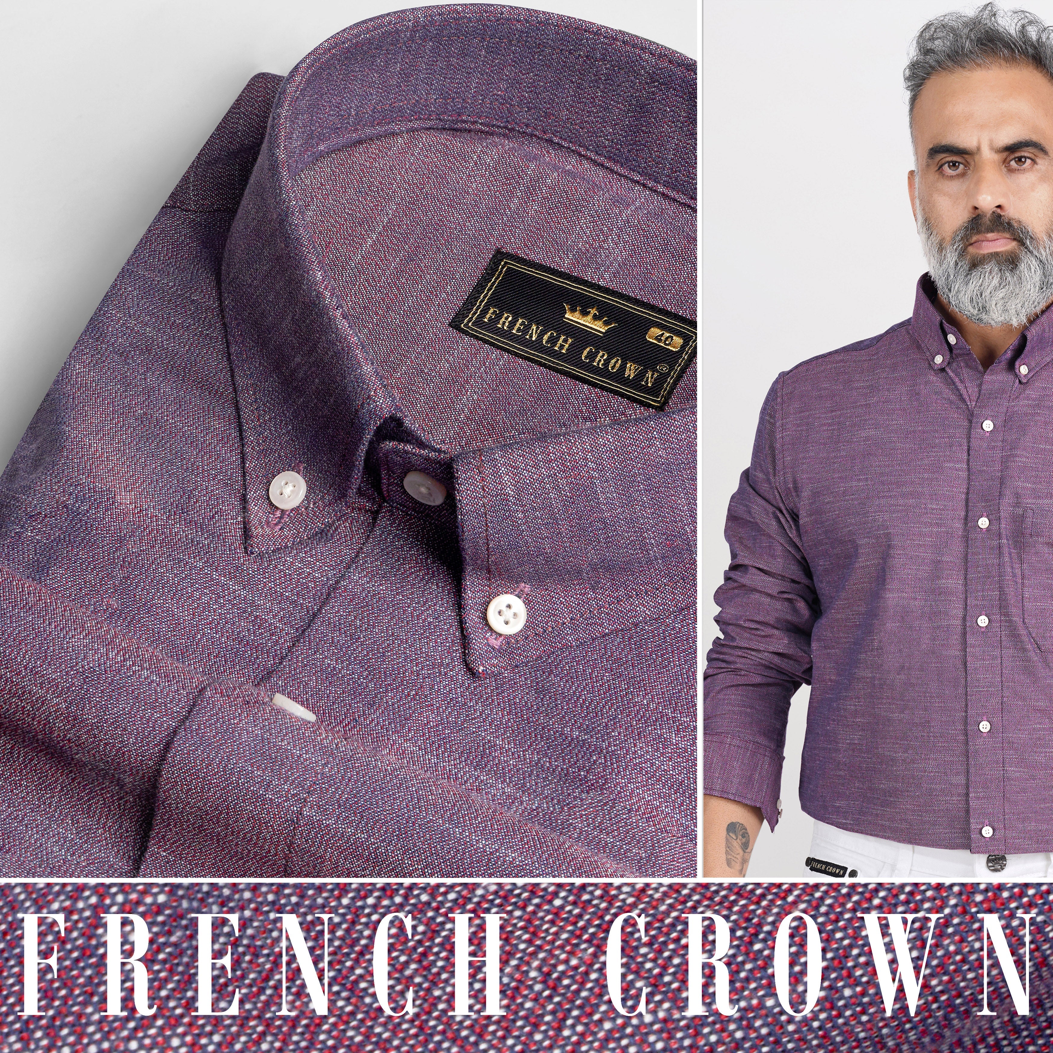 Byzantium Purple Chambray Button Down Shirt - Image 4