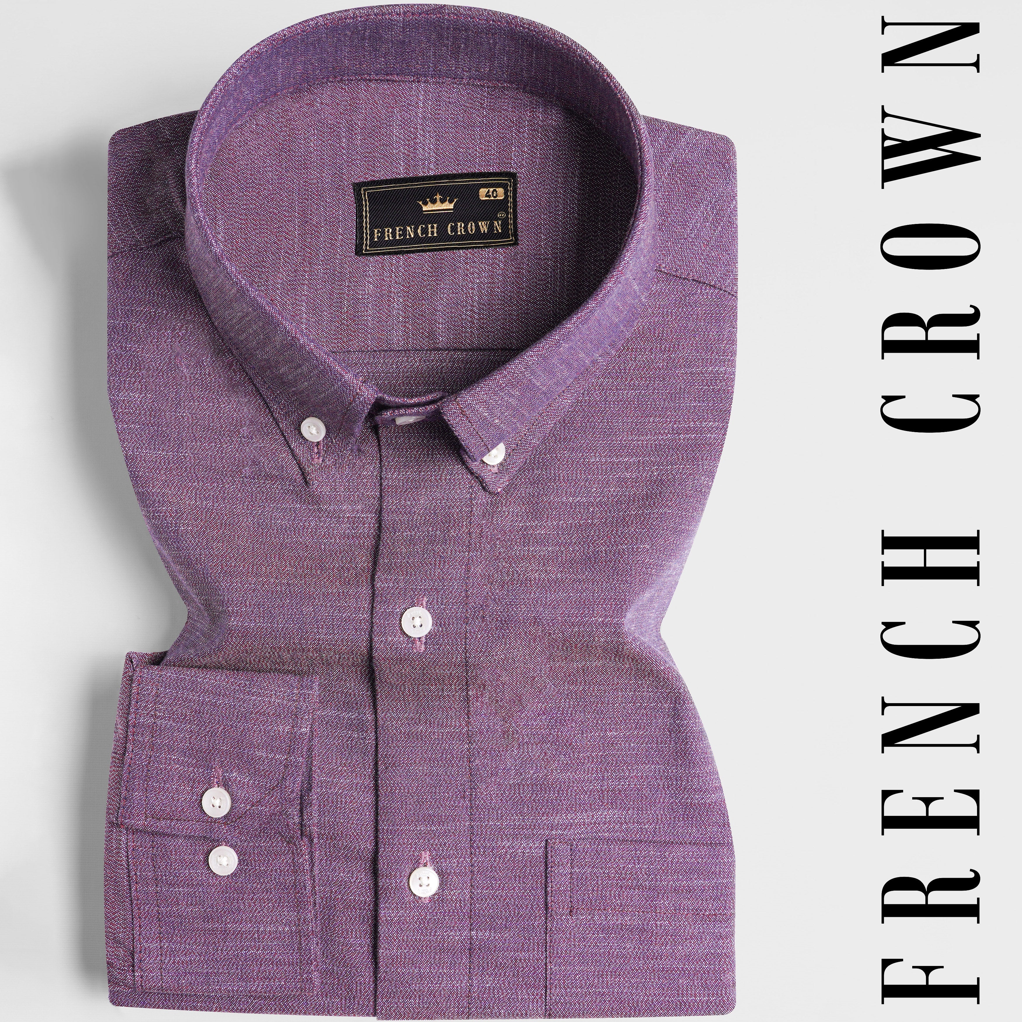 Byzantium Purple Chambray Button Down Shirt - Image 7