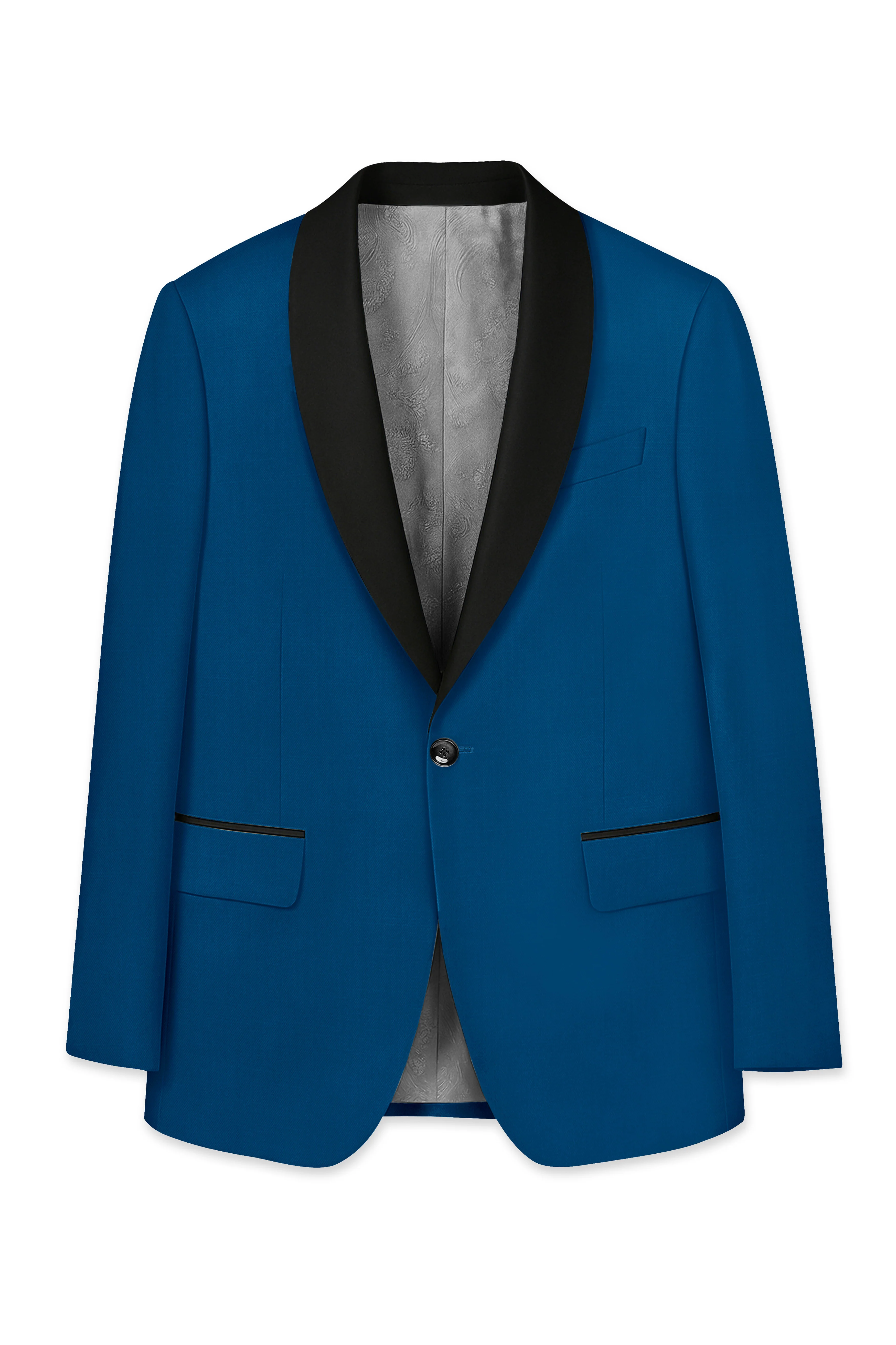 Calypso Blue Wool Rich Tuxedo Blazer - Image 7