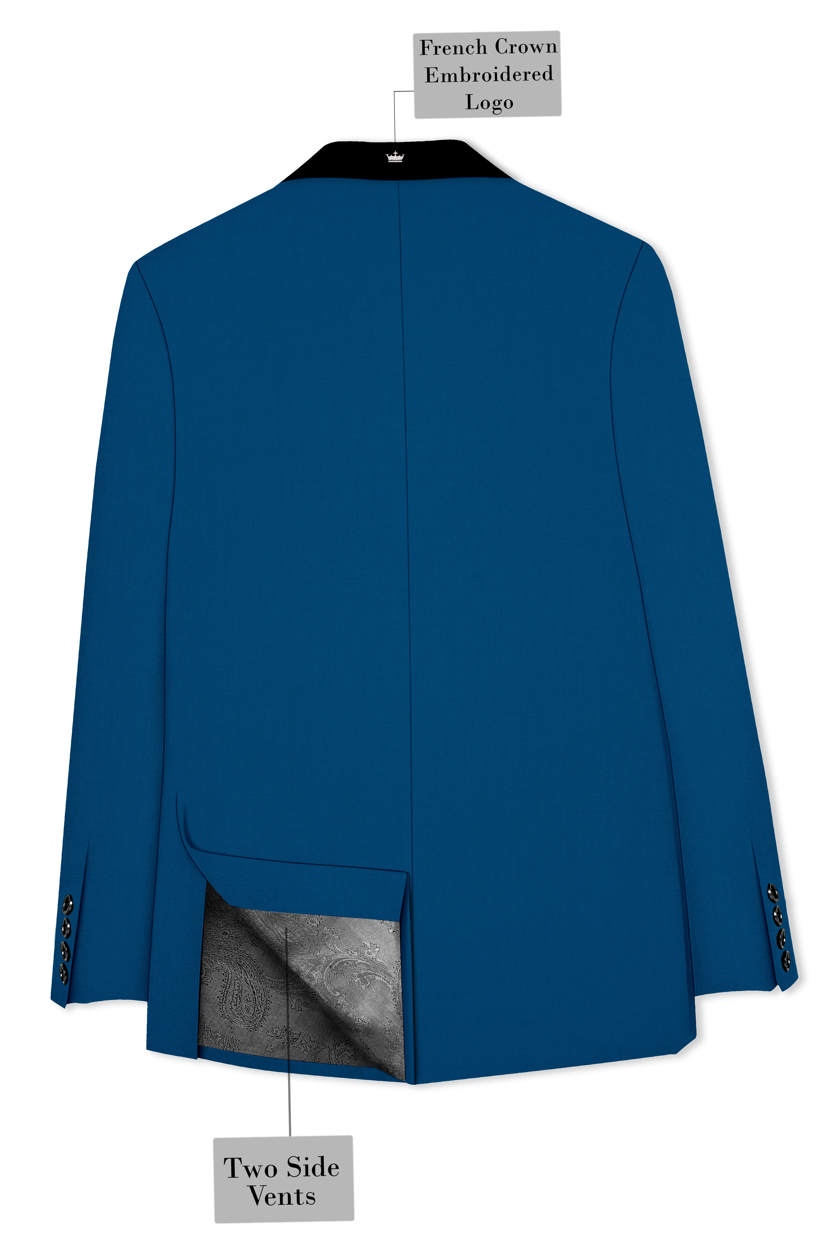 Calypso Blue Wool Rich Tuxedo Blazer - Image 8