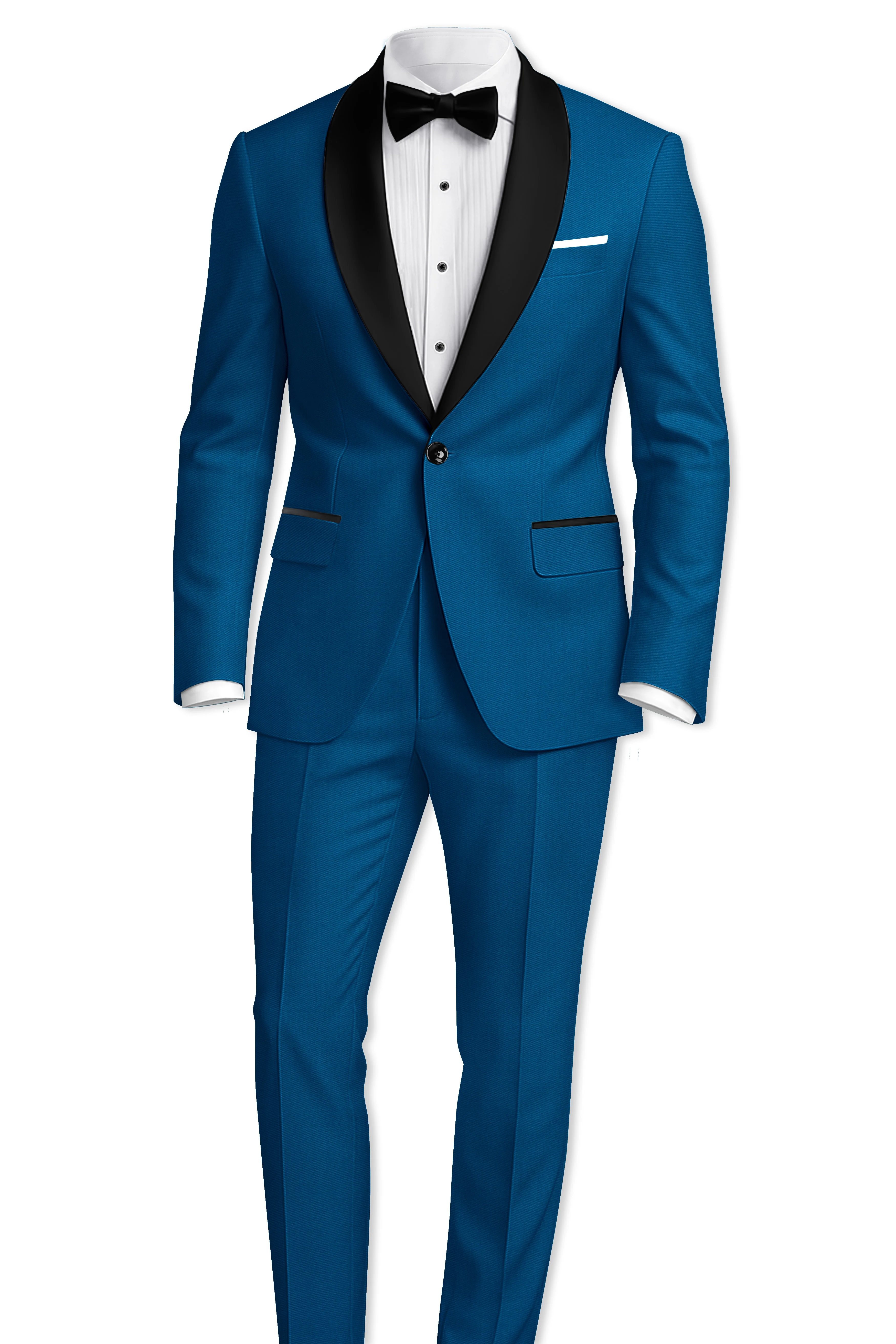 Calypso Blue Wool Rich Tuxedo Blazer - Image 9