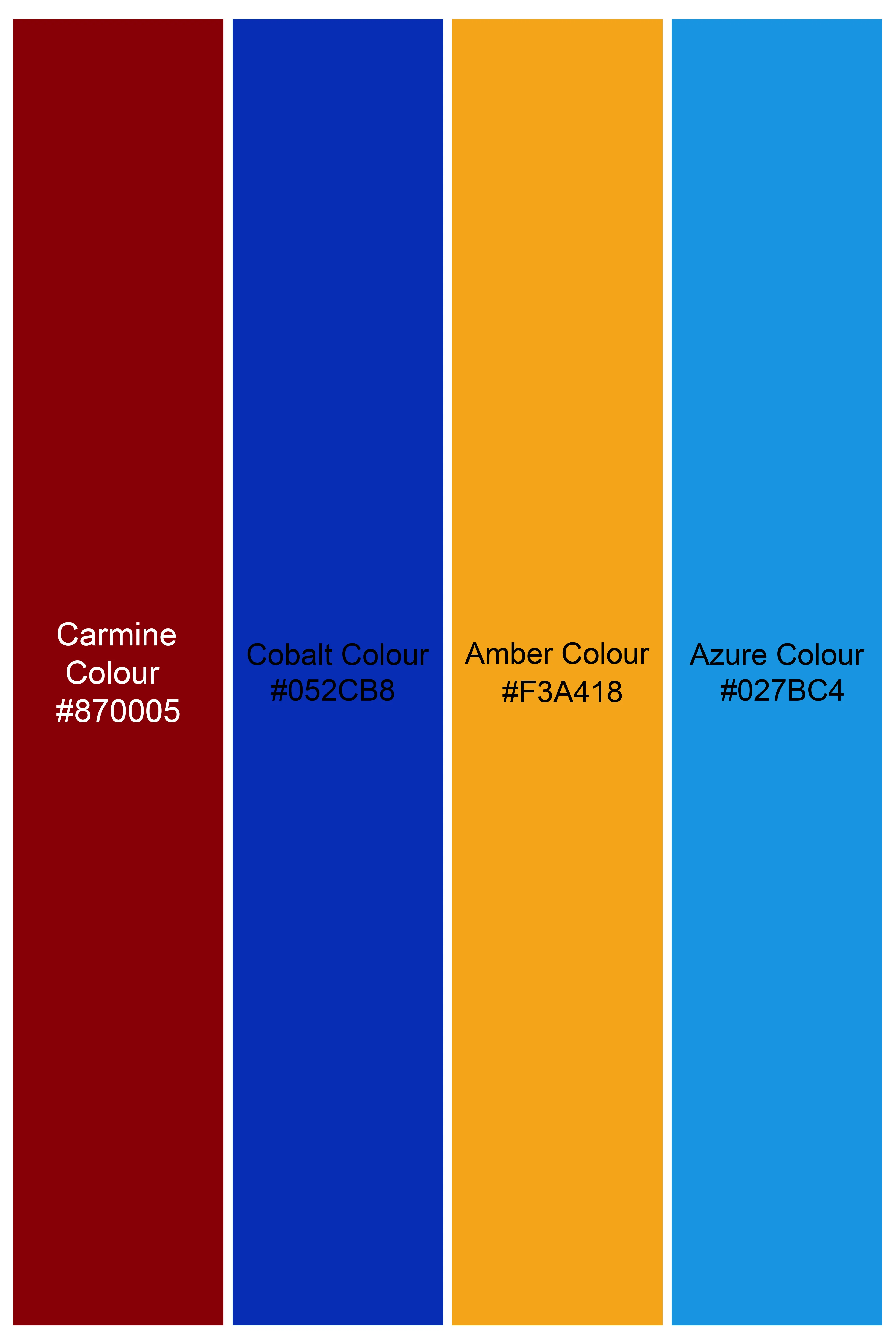 Carmine Red with Cobalt Blue and Amber Yellow Multicolour Cotton Thread Embroidered Nehru Jacket - Image 7