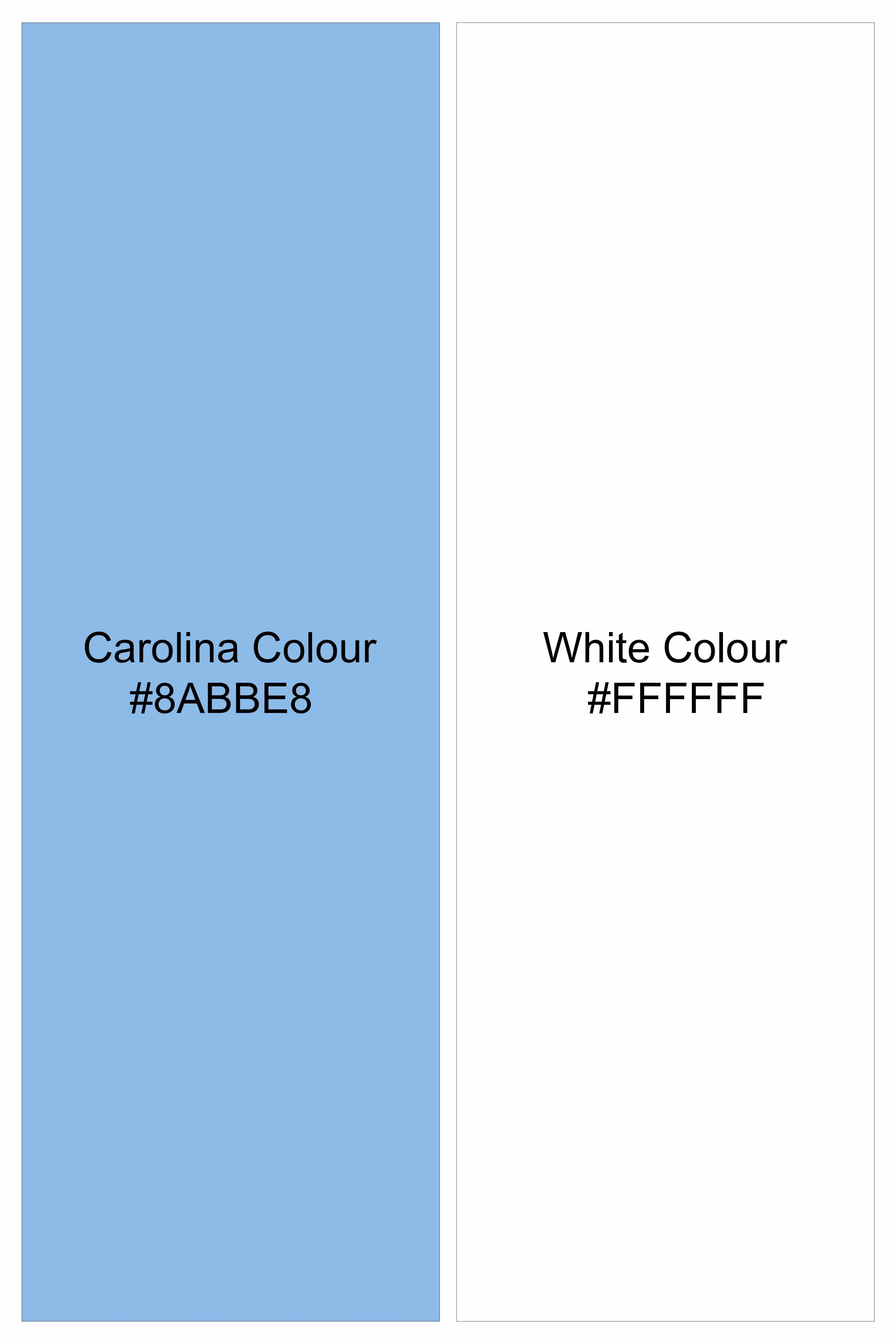 Carolina Blue with White Checkered Dobby Textured Premium Giza Cotton Shirt - Image 7