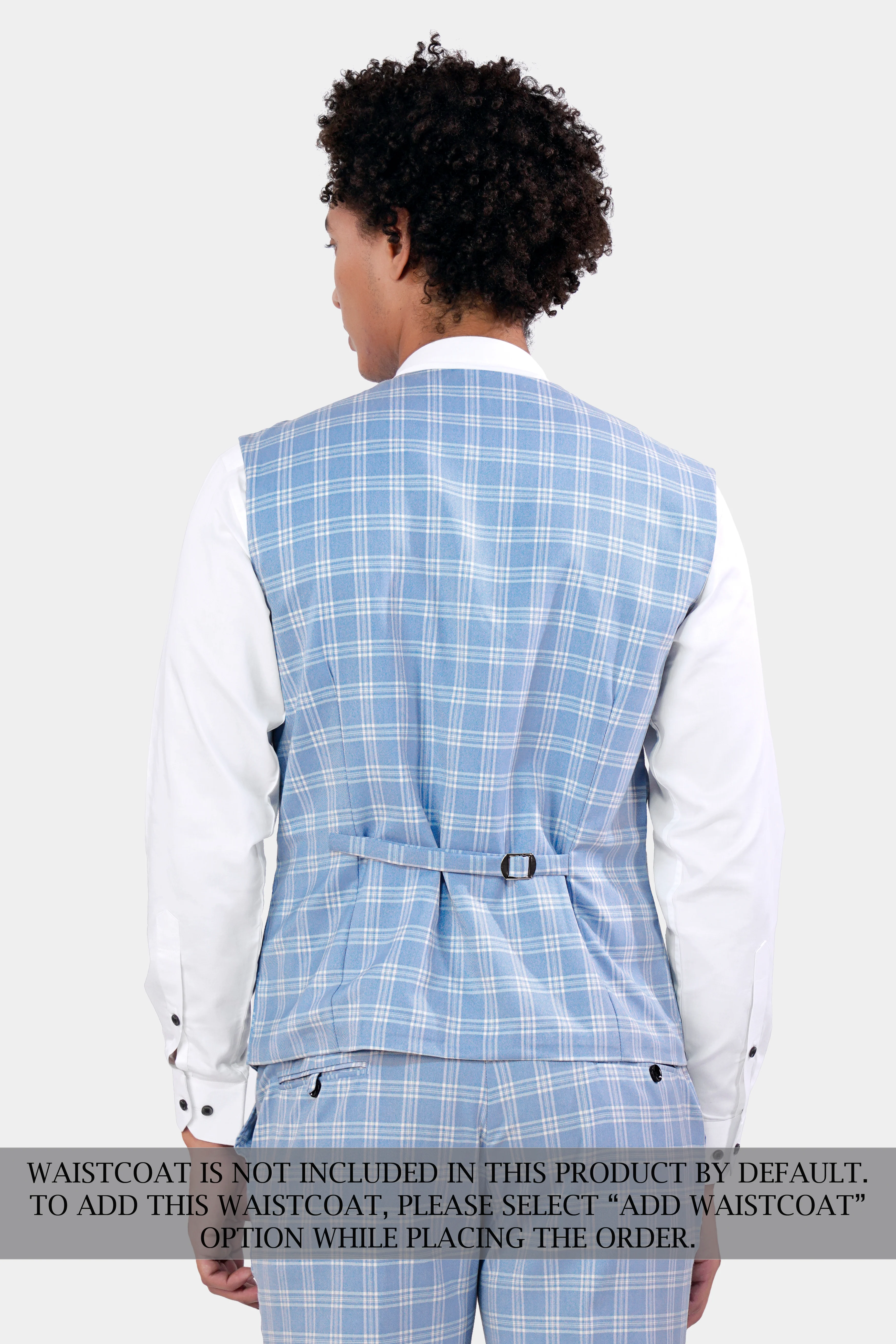 Casper Blue and Brandy Brown Plaid Wool Rich Cross Placket Bandhgala Designer Suit - Image 10