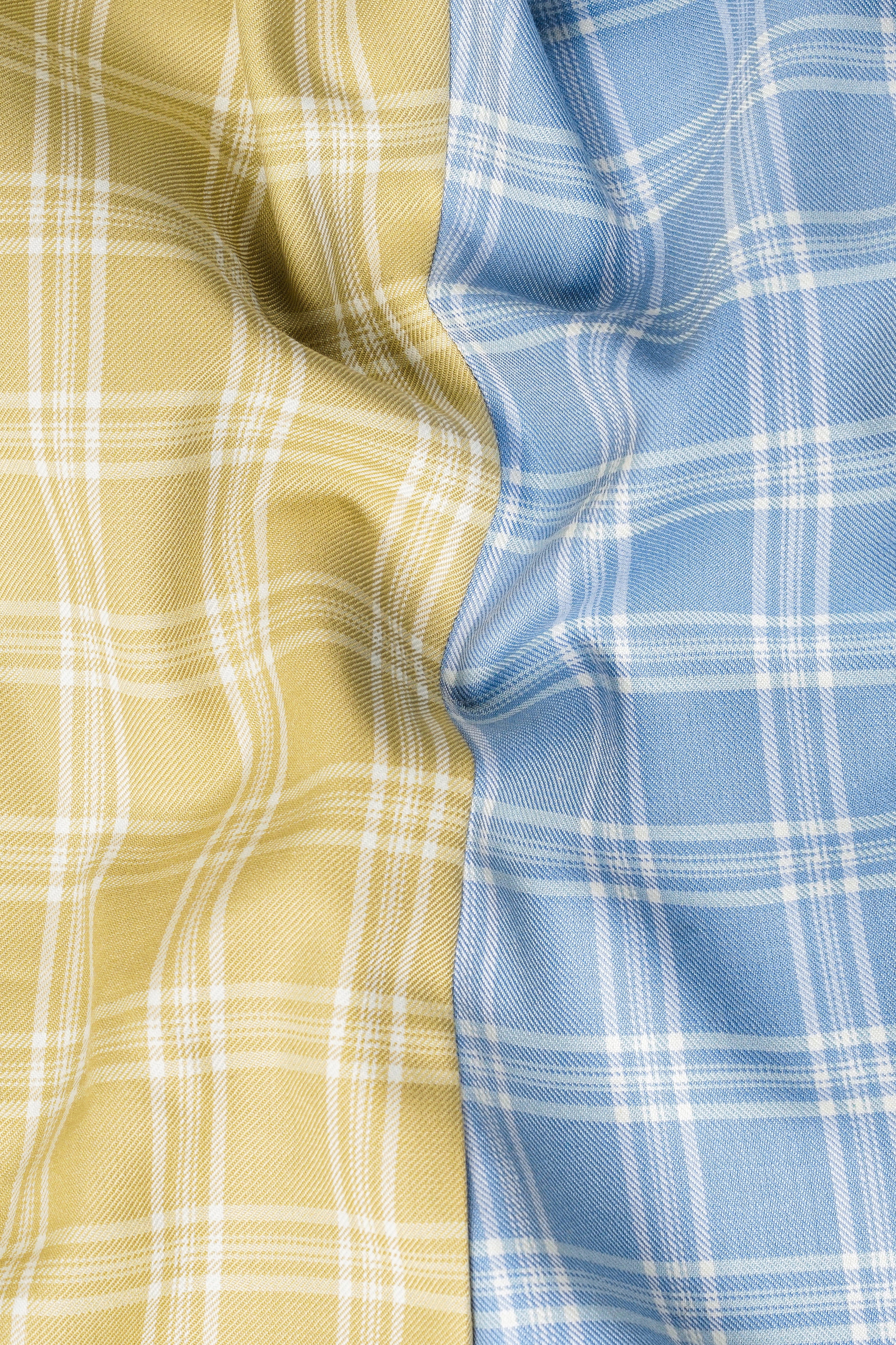 Casper Blue and Brandy Brown Plaid Wool Rich Cross Placket Bandhgala Designer Suit - Image 3