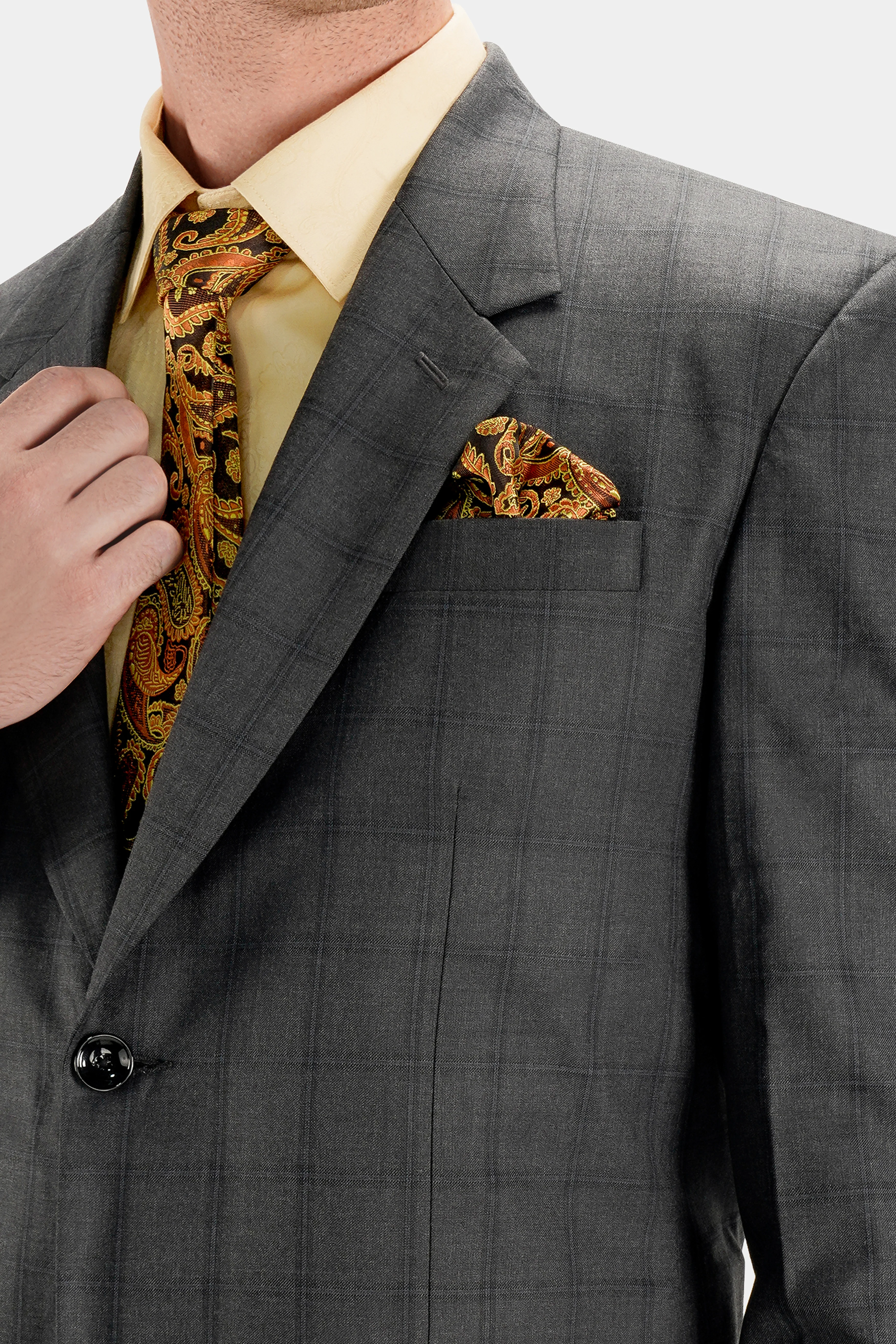 Chicago Gray Checkered Wool Rich Single Breasted Blazer - Image 4