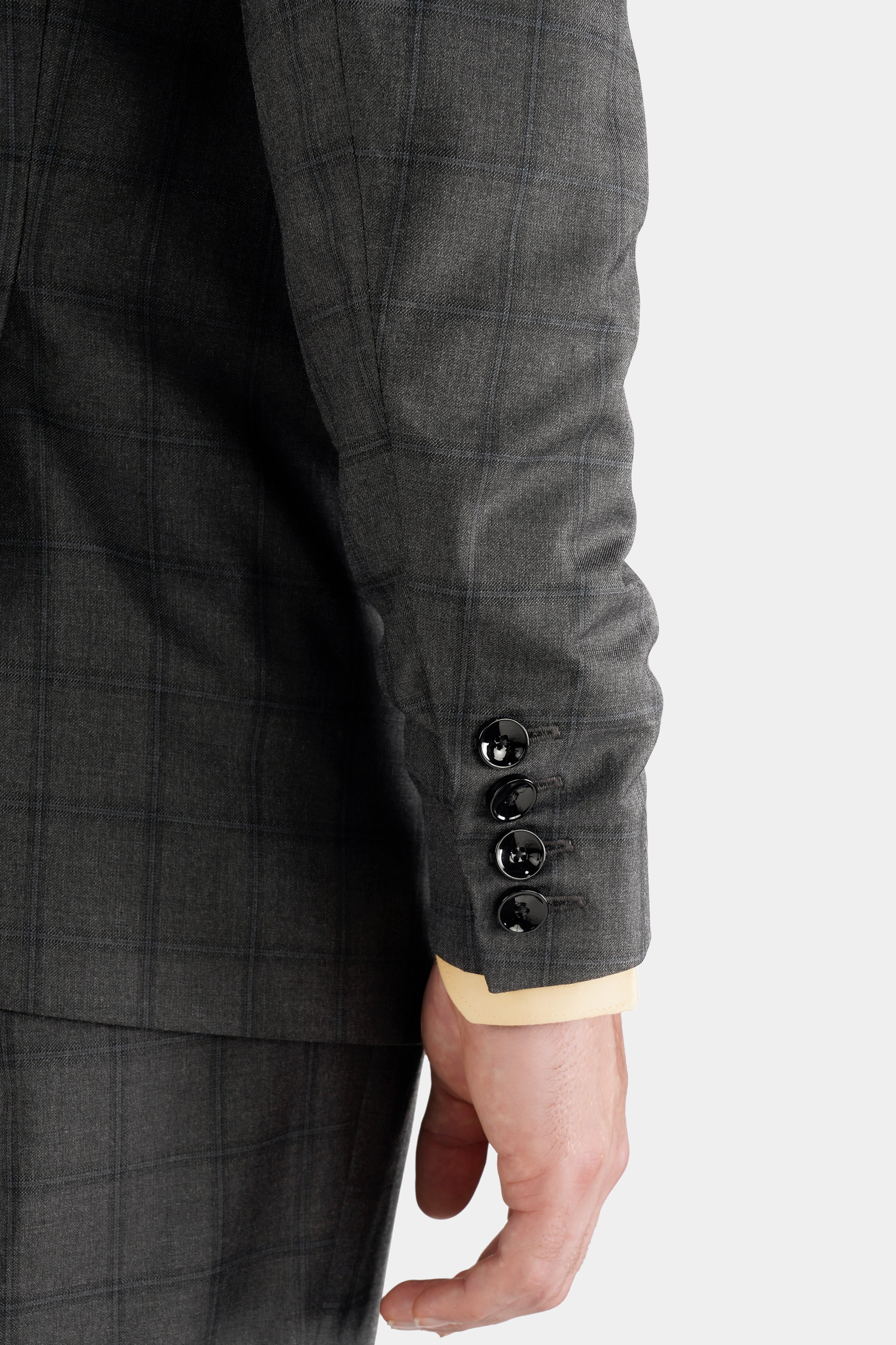 Chicago Gray Checkered Wool Rich Single Breasted Blazer - Image 6