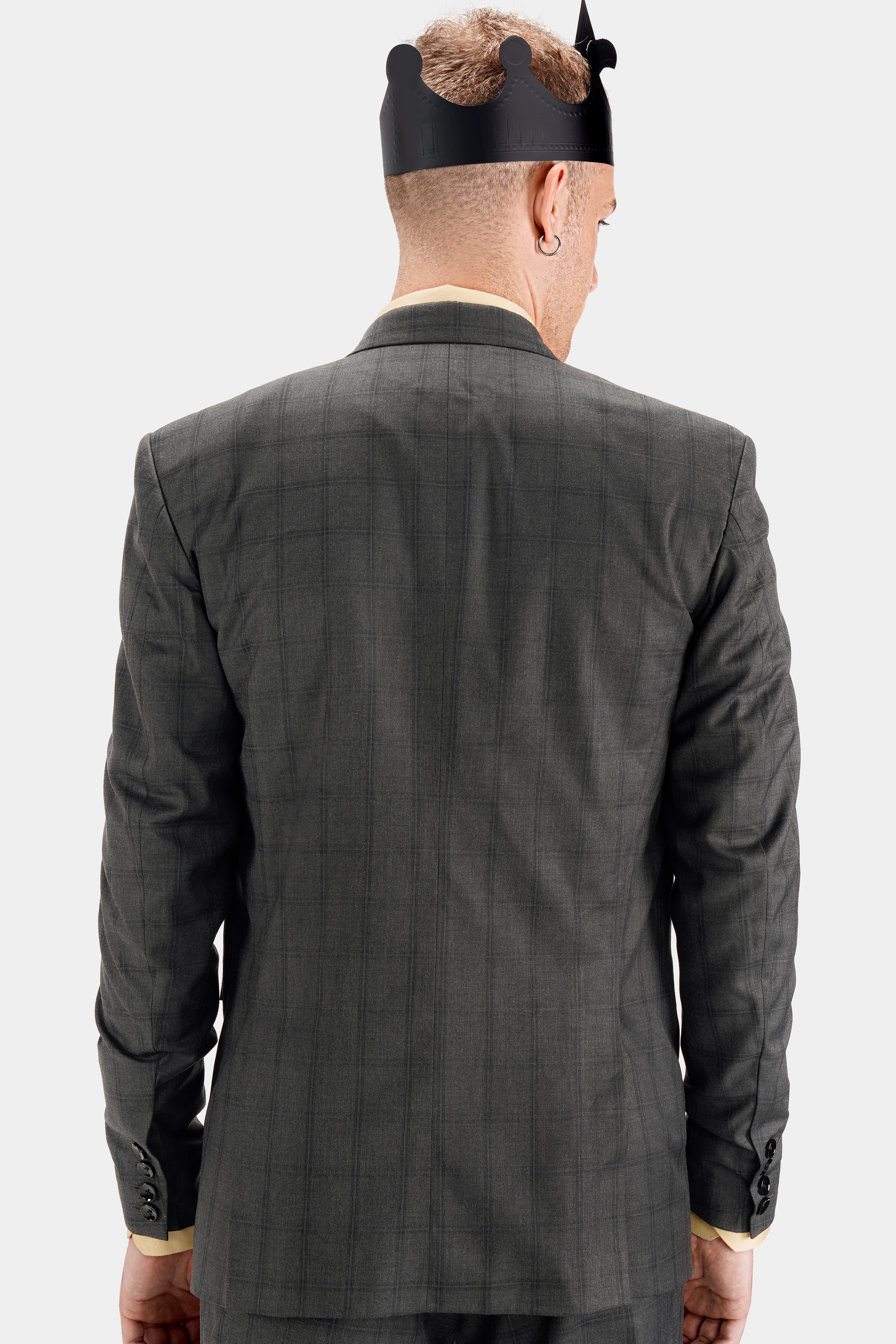 Chicago Gray Checkered Wool Rich Single Breasted Blazer - Image 7