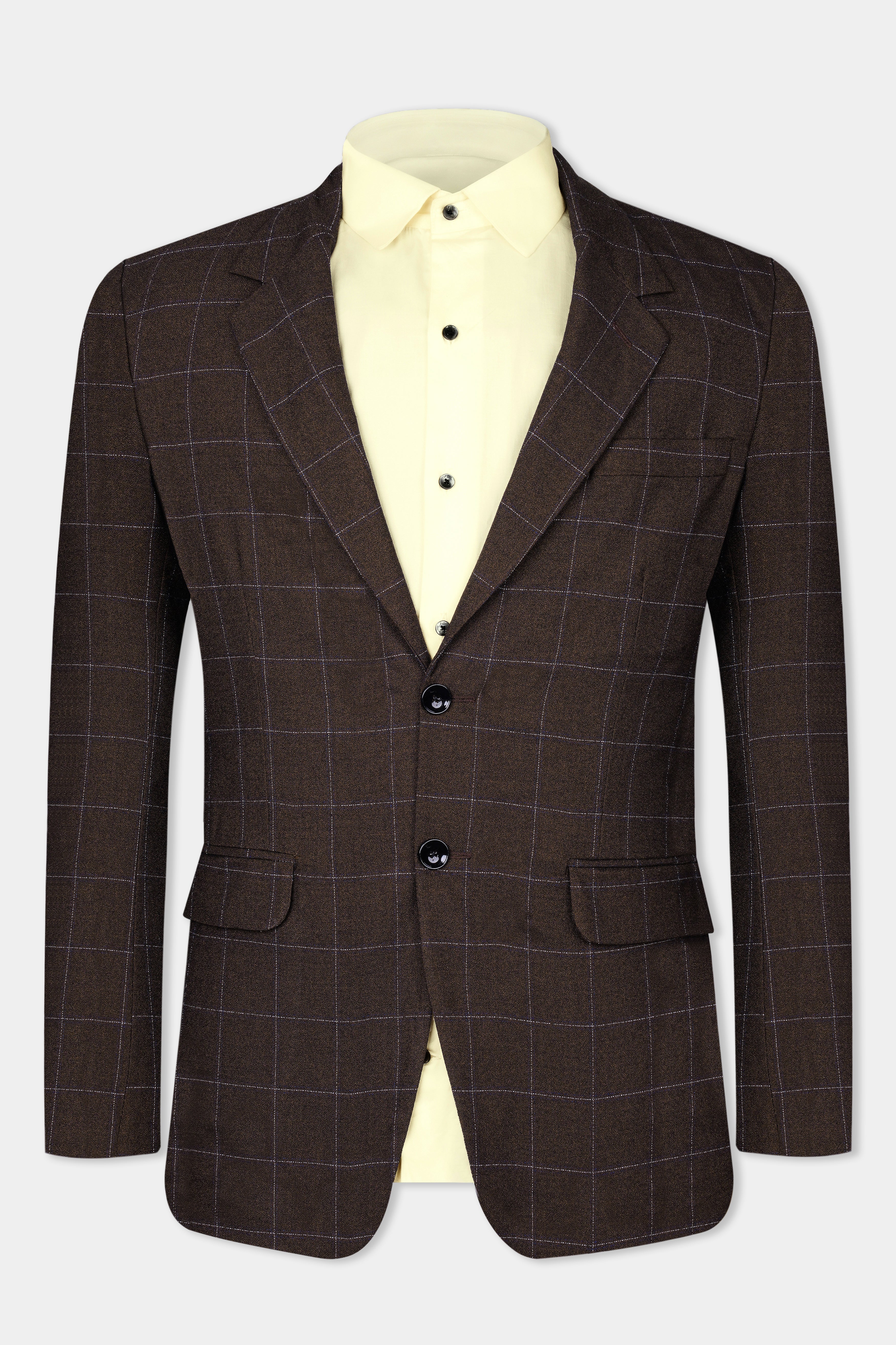 Chicory Brown Windowpane Wool Rich Suit - Image 12