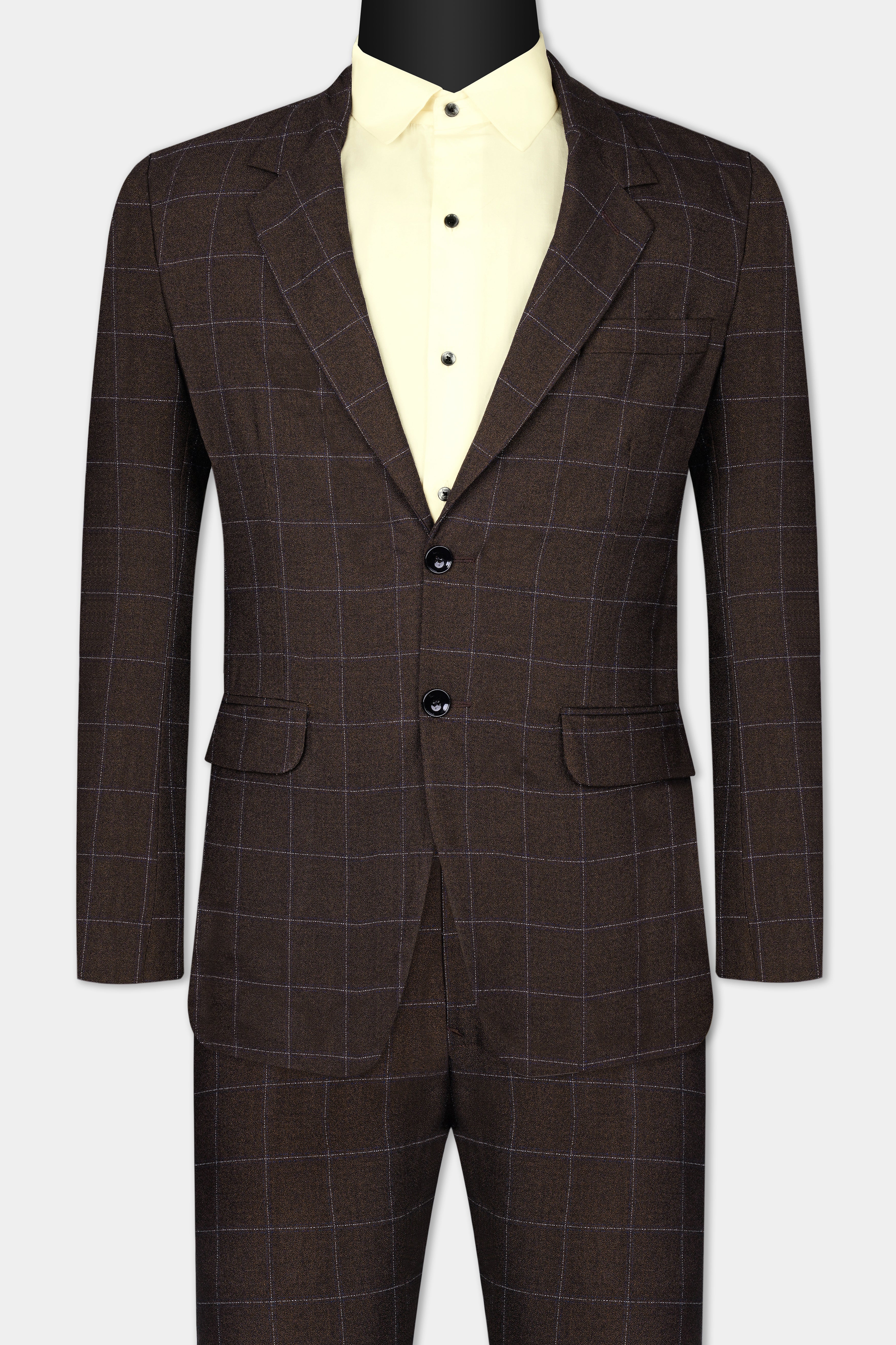 Chicory Brown Windowpane Wool Rich Suit - Image 4