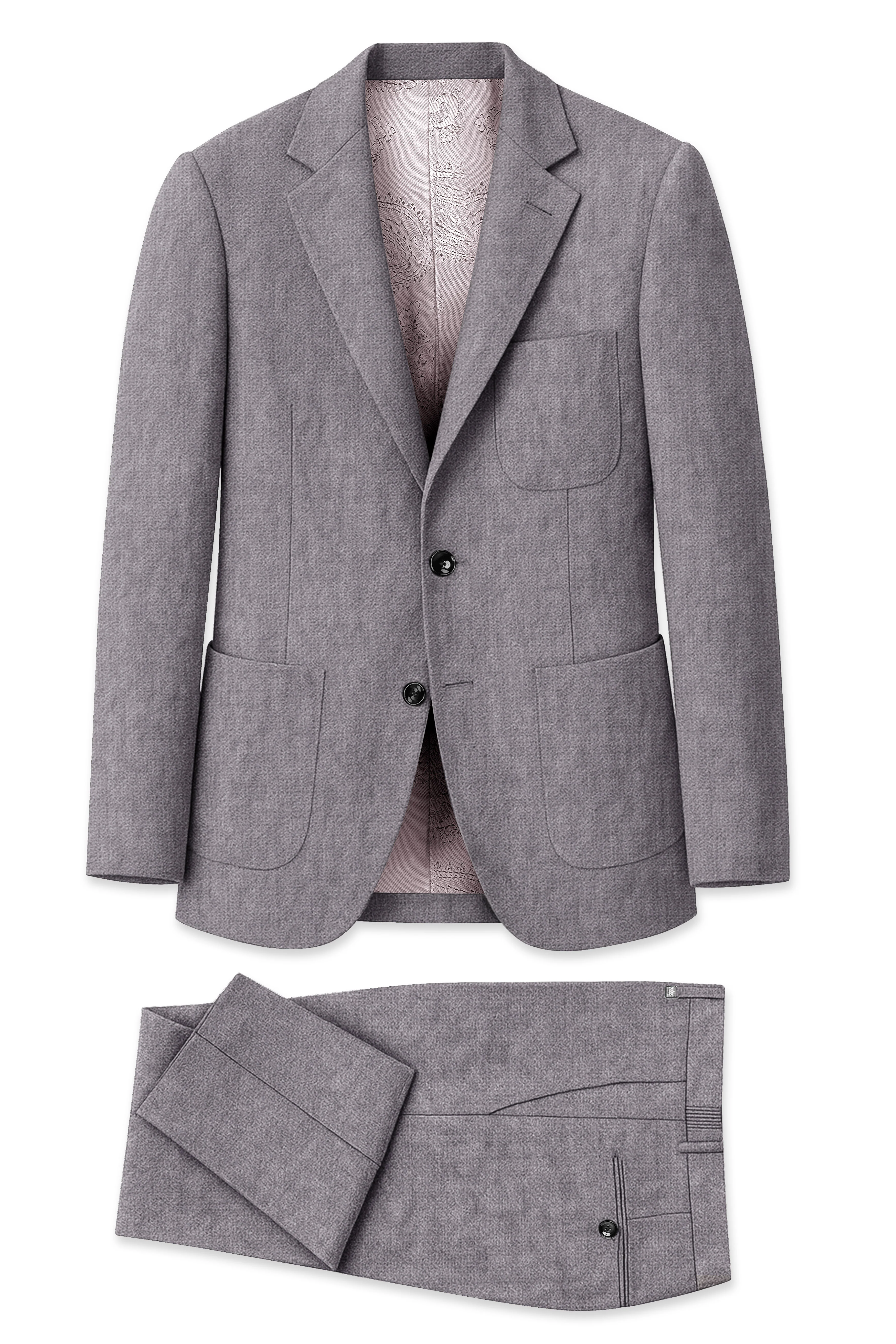 Cinerro-Monsoon Gray Luxurious Linen Single Breasted Sports Suit - Image 11