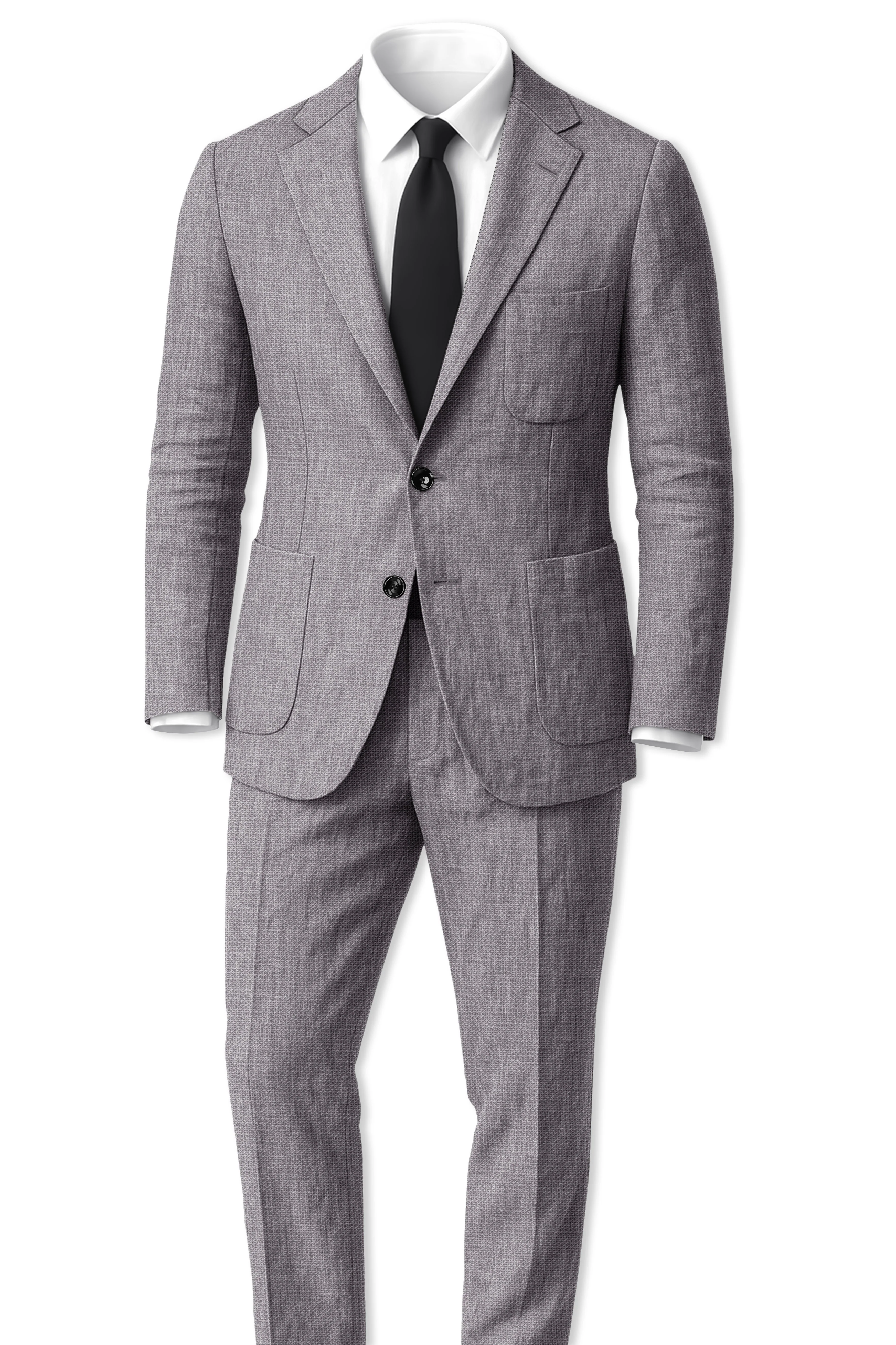 Cinerro-Monsoon Gray Luxurious Linen Single Breasted Sports Suit - Image 4