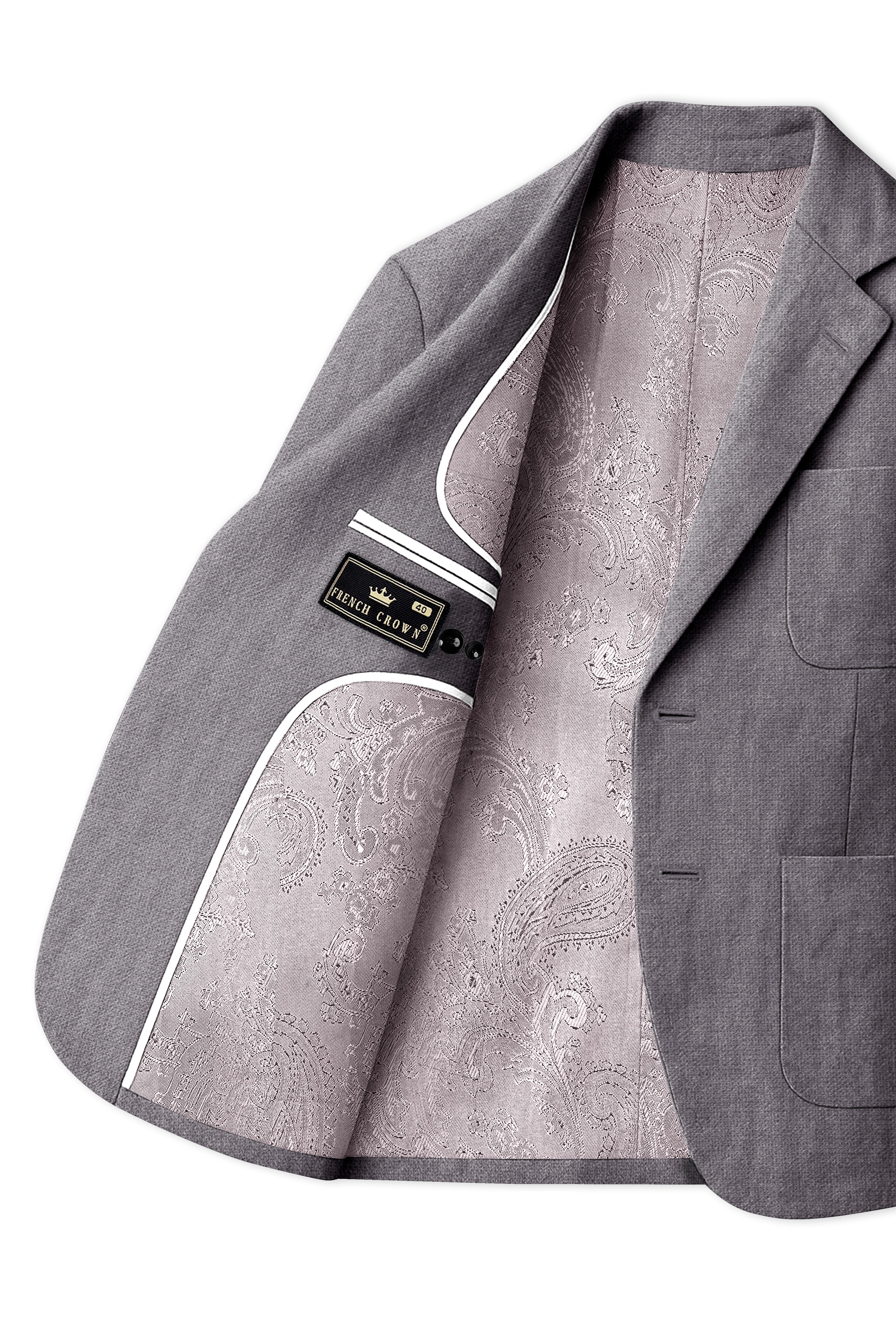 Cinerro-Monsoon Gray Luxurious Linen Single Breasted Sports Suit - Image 6