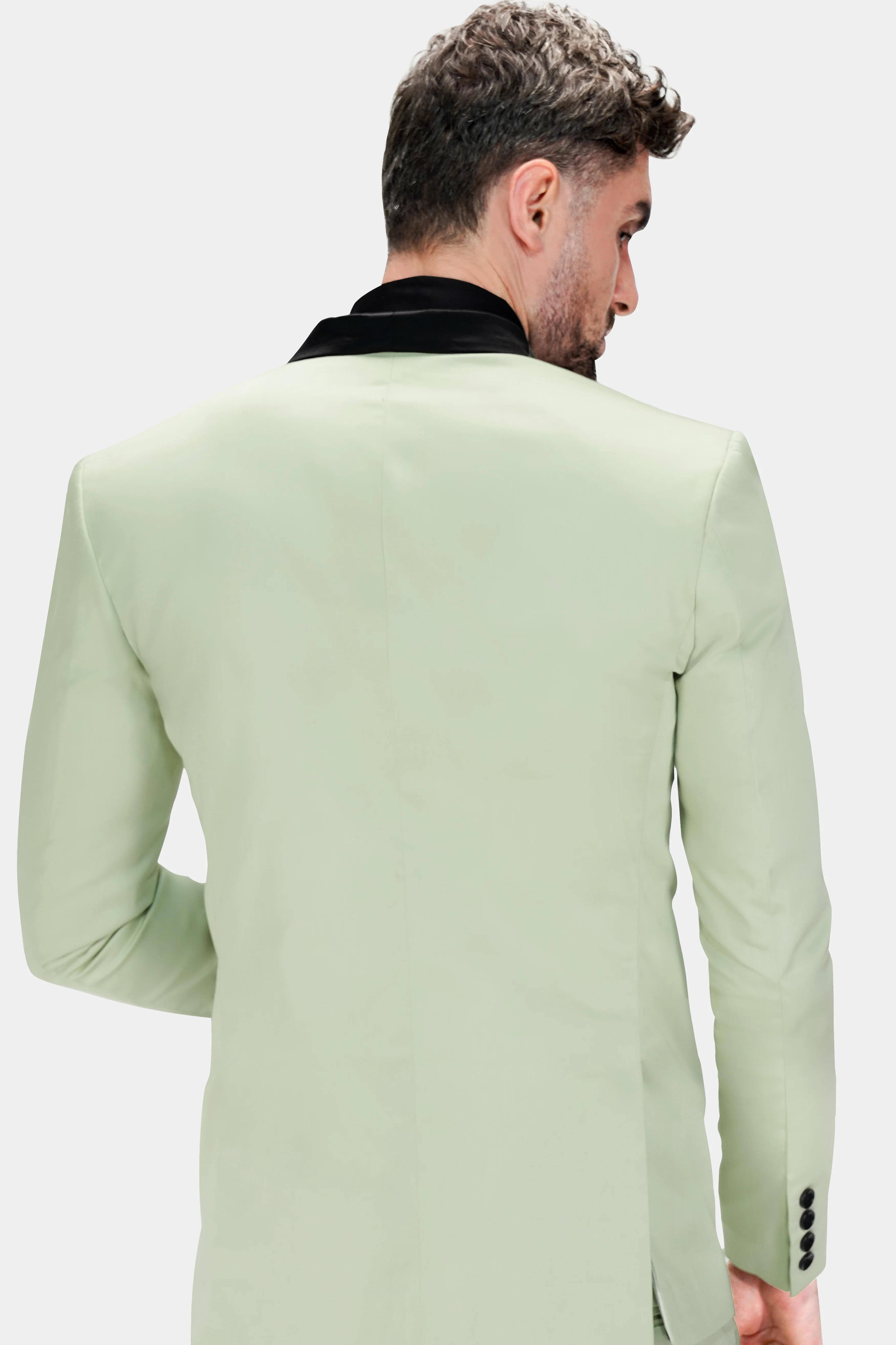 Coriander Green Premium Cotton Tuxedo Stretchable Traveler Blazer - Image 6