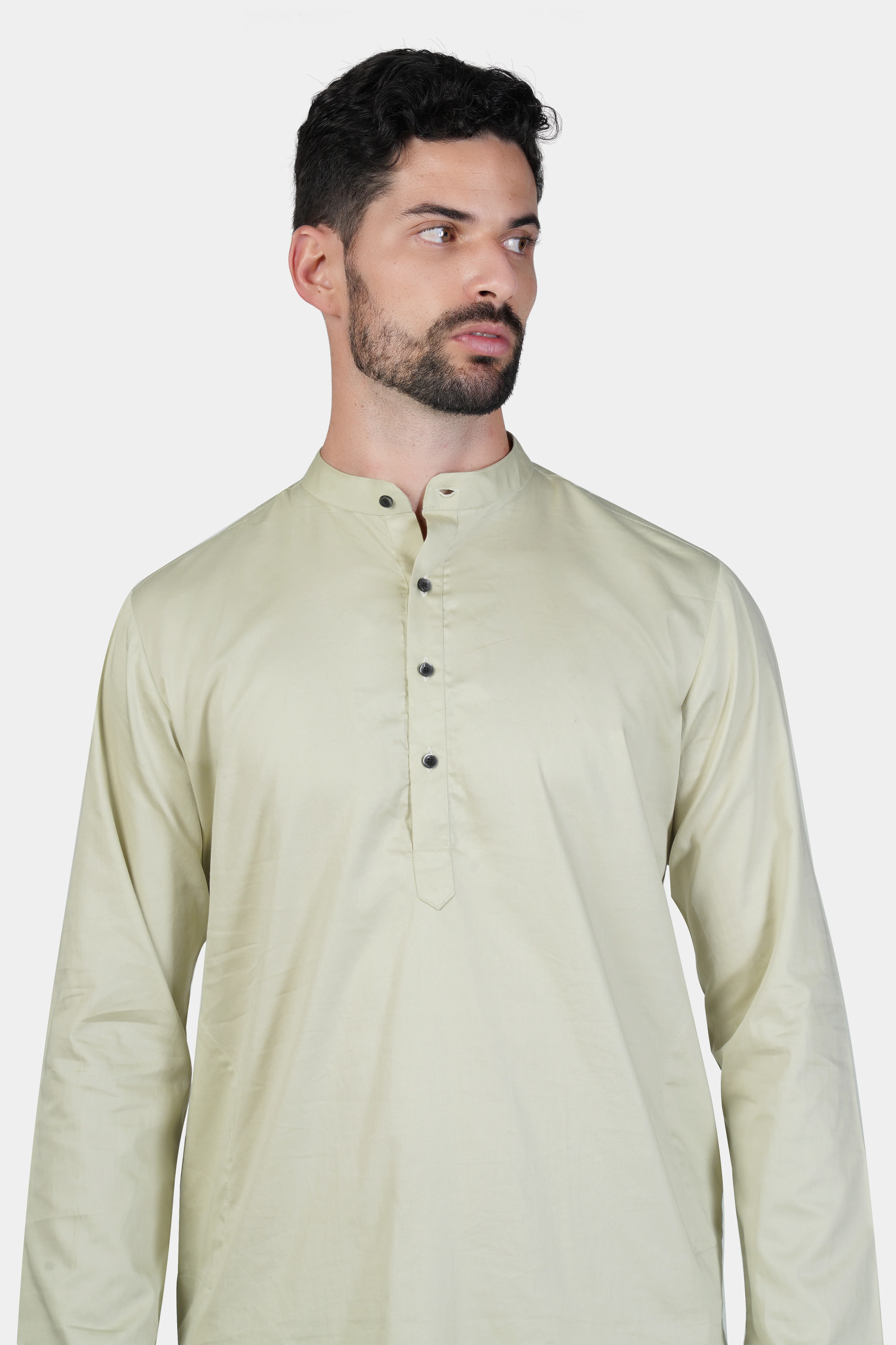 Coriander Green Subtle Sheen Super Soft Premium Cotton Kurta Set - Image 4