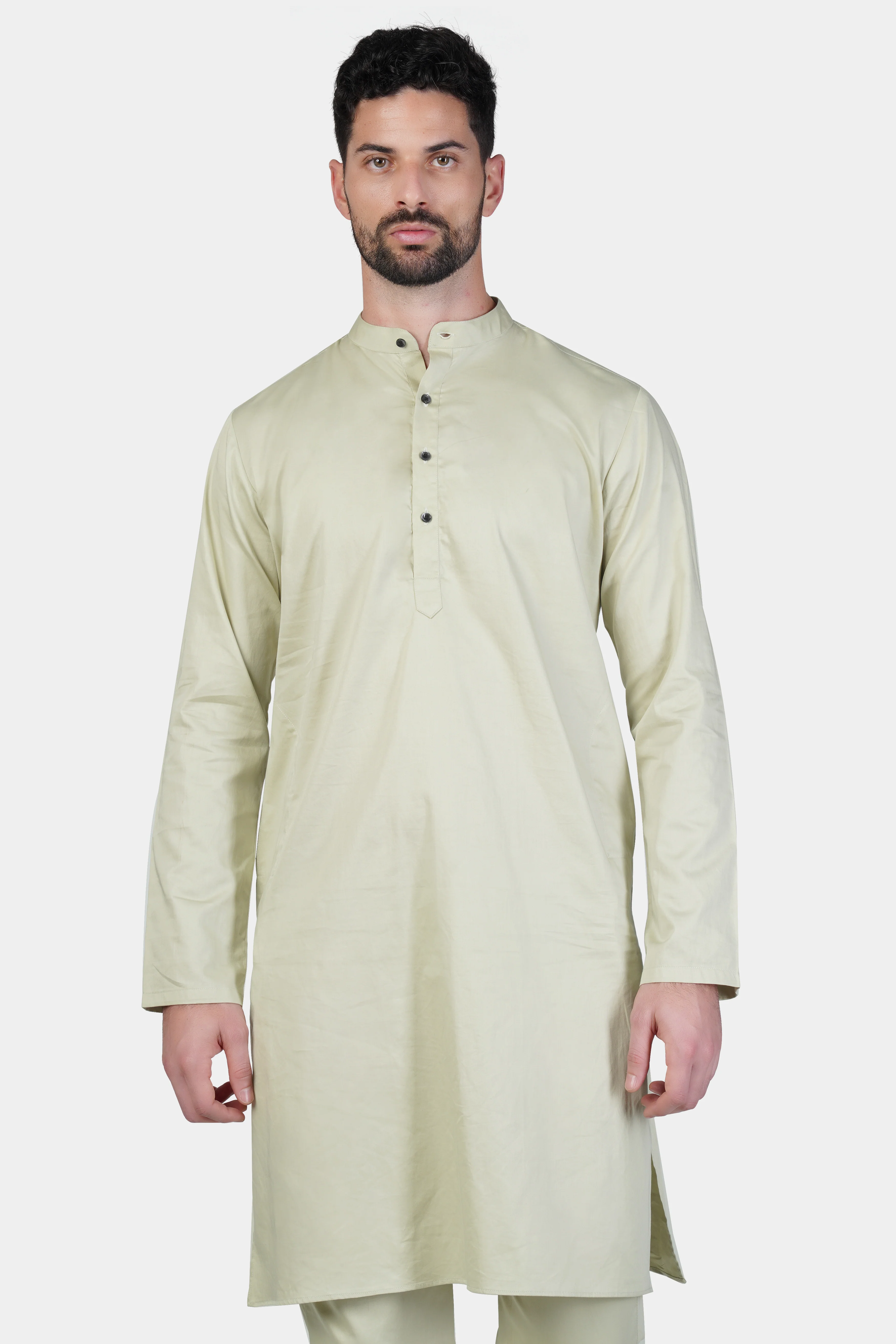 Coriander Green Subtle Sheen Super Soft Premium Cotton Kurta Set - Image 5