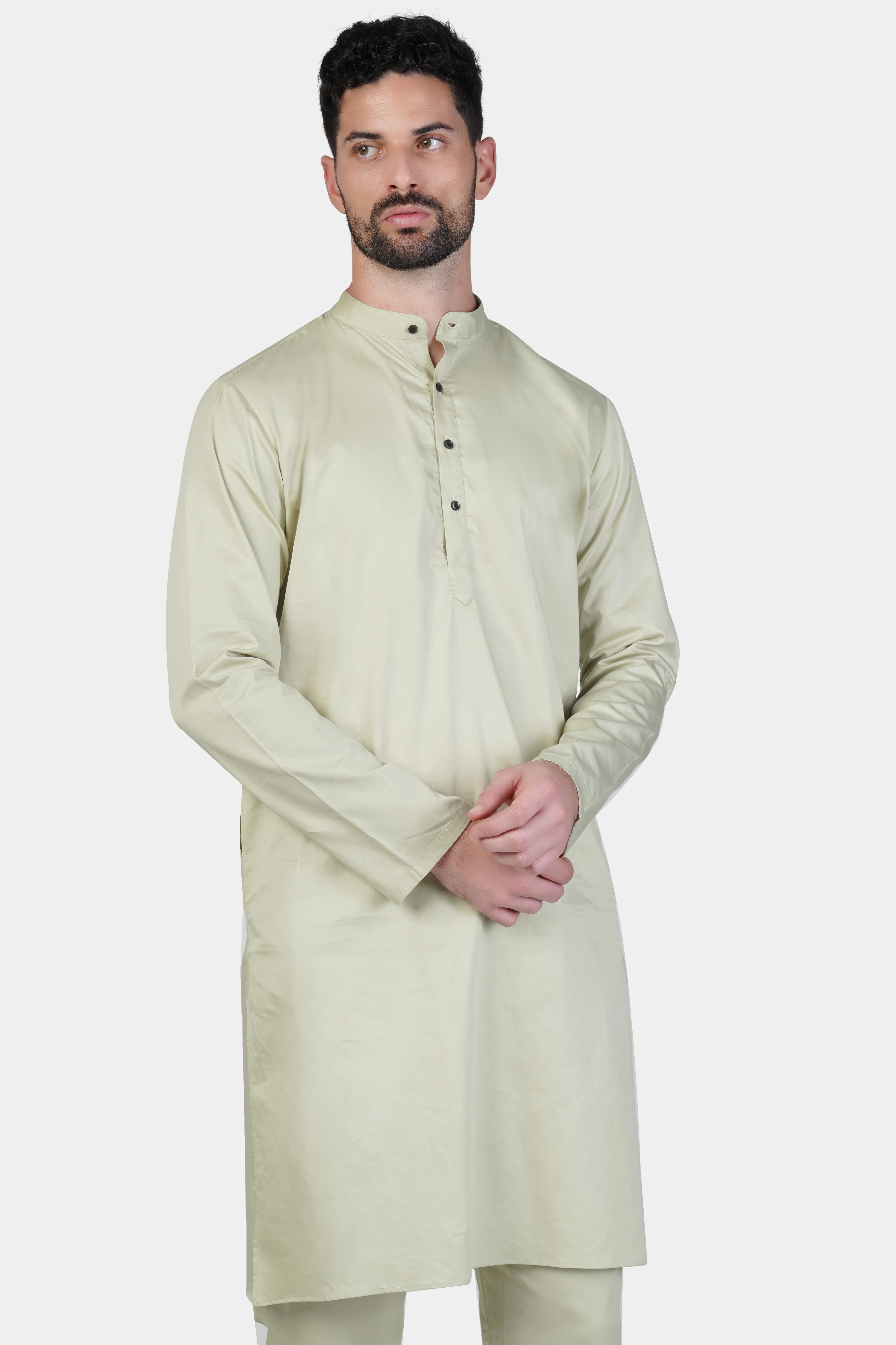 Coriander Green Subtle Sheen Super Soft Premium Cotton Kurta Set - Image 6