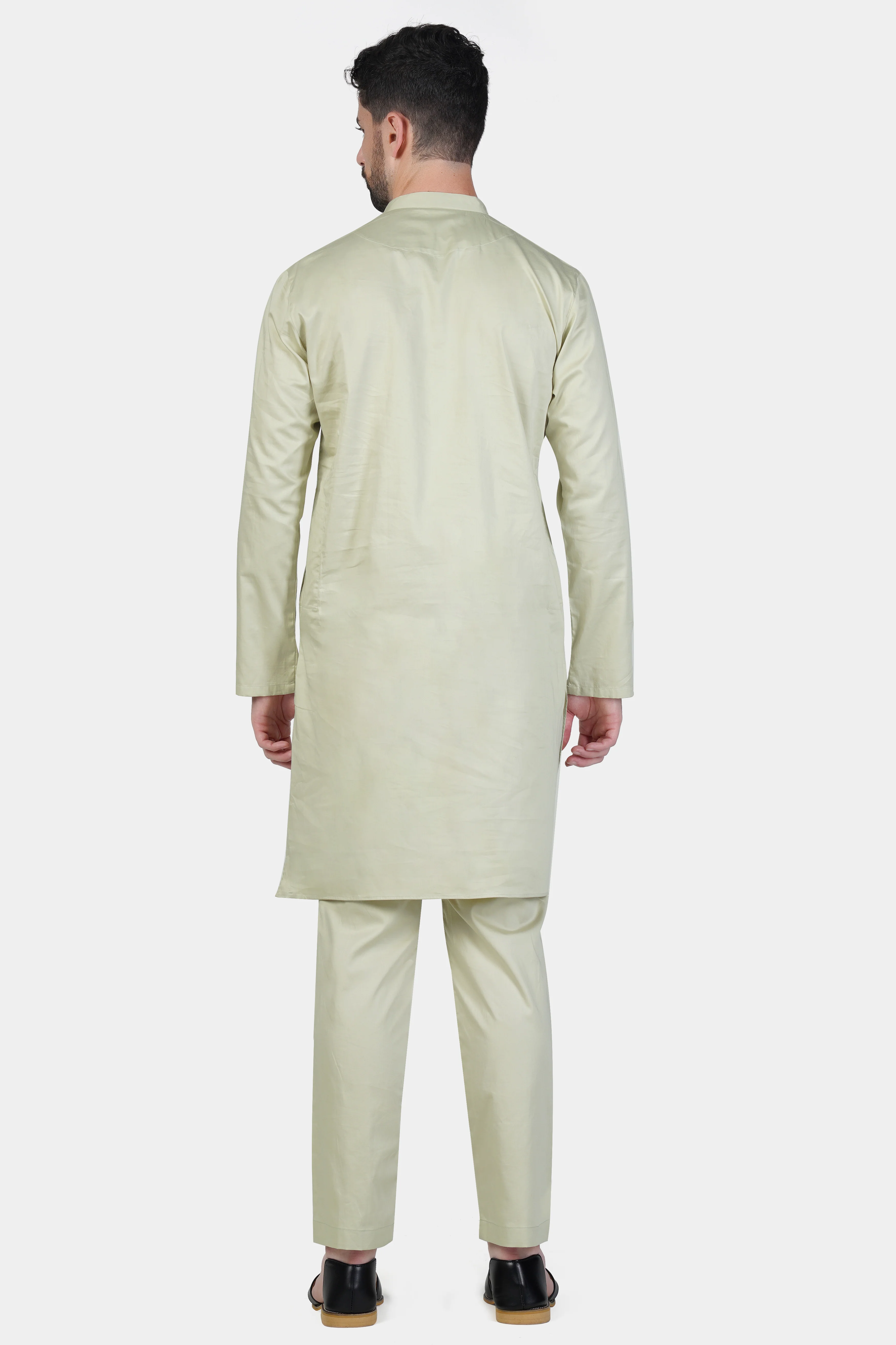 Coriander Green Subtle Sheen Super Soft Premium Cotton Kurta Set - Image 7
