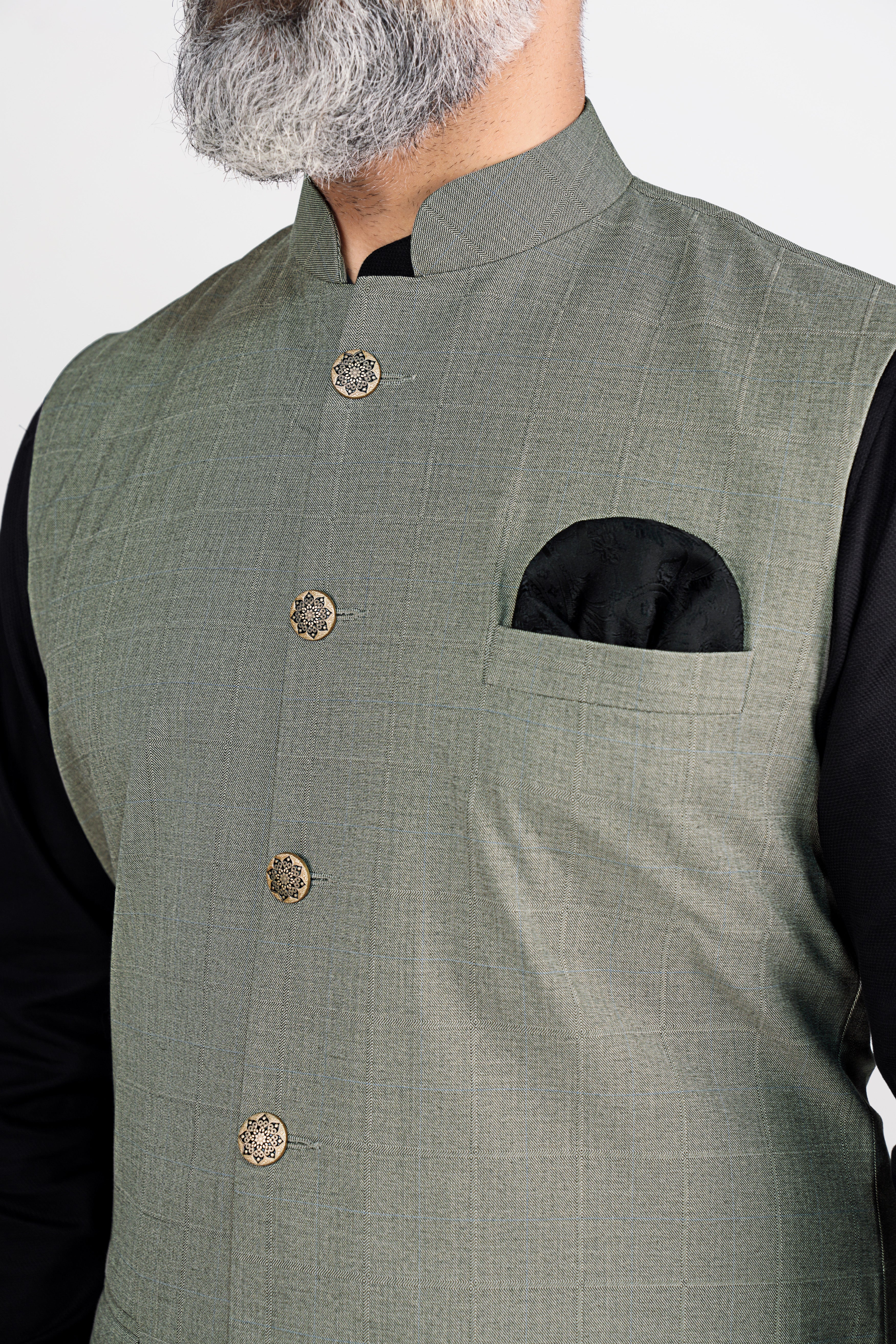 Davys Gray Wool Rich Stretchable Traveler Nehru Jacket - Image 4