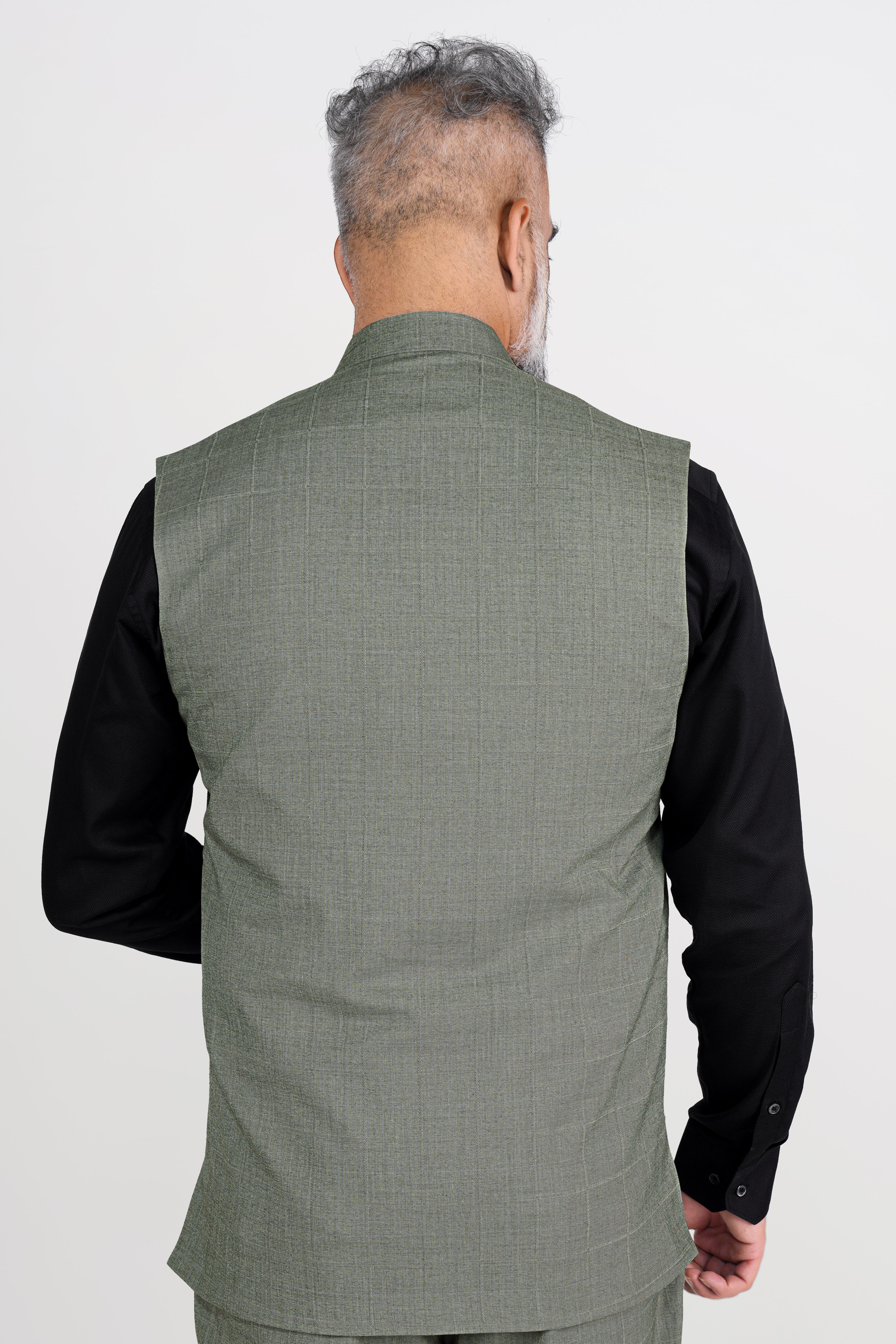 Davys Gray Wool Rich Stretchable Traveler Nehru Jacket - Image 5