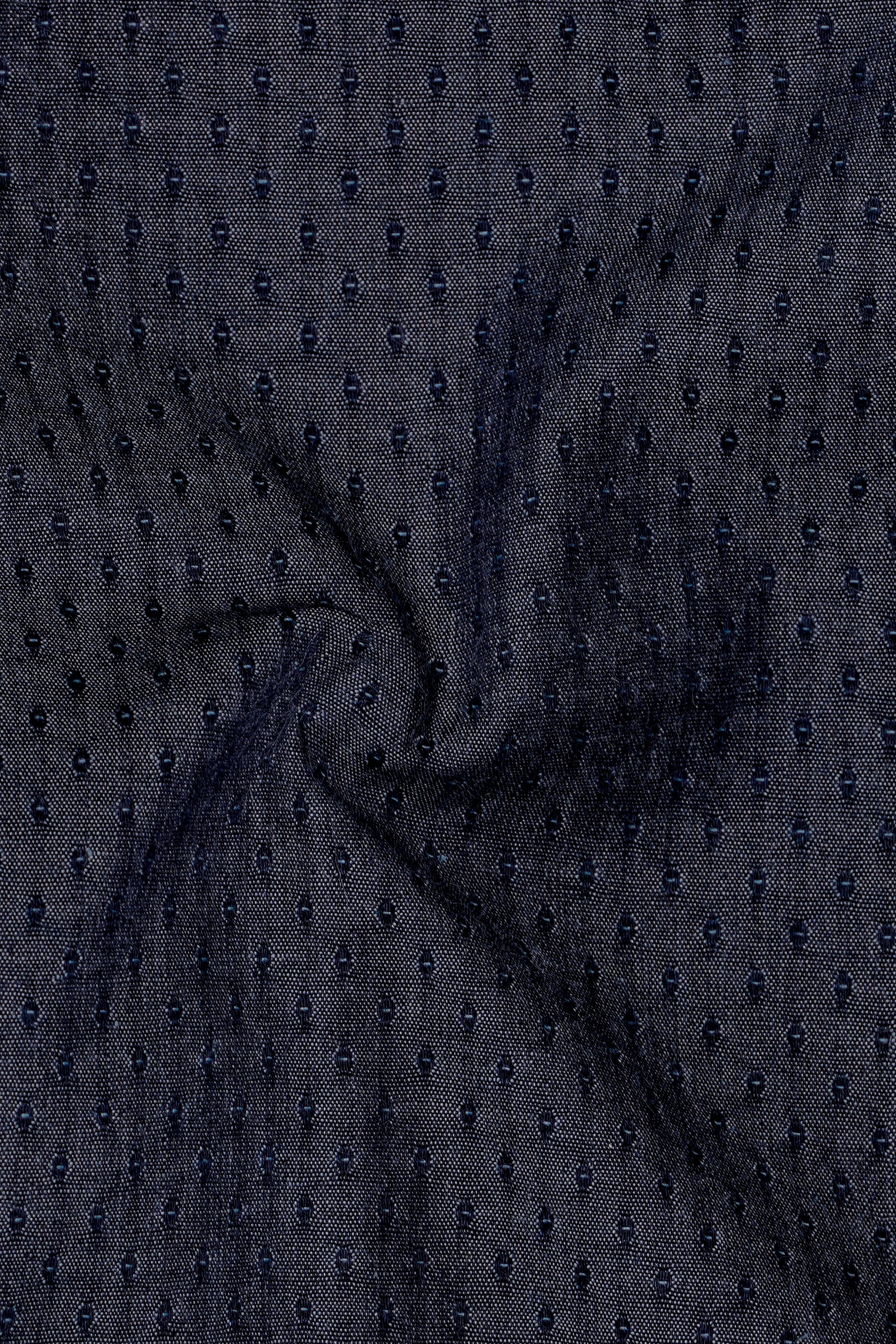 Denidots-Baltic Sea Denim Blue Geometric Dots Textured Super Soft Premium Cotton Casual Shirt - Image 3