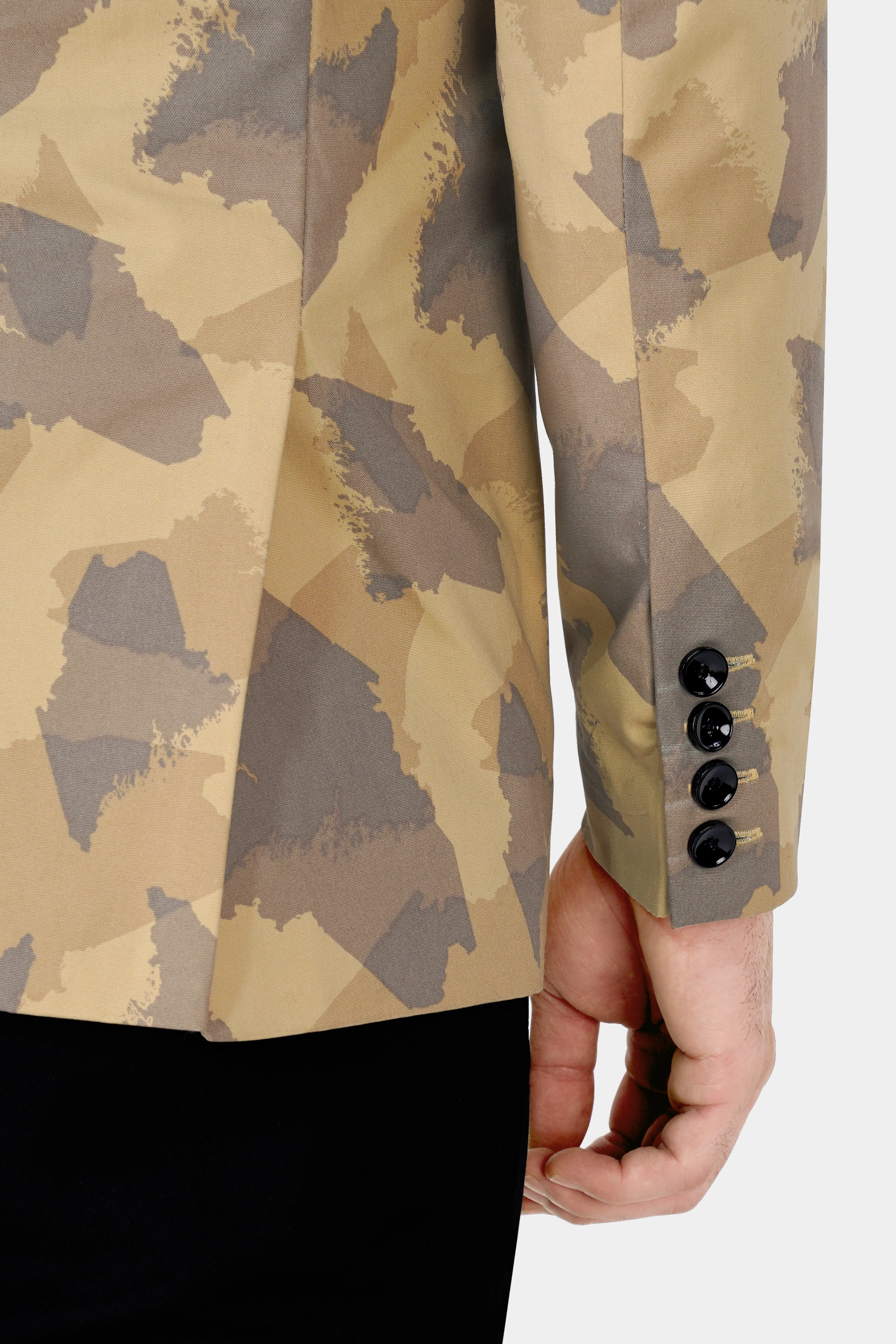 Desert Sand Beige and Sandrift Brown Premium Cotton Designer Blazer - Image 6