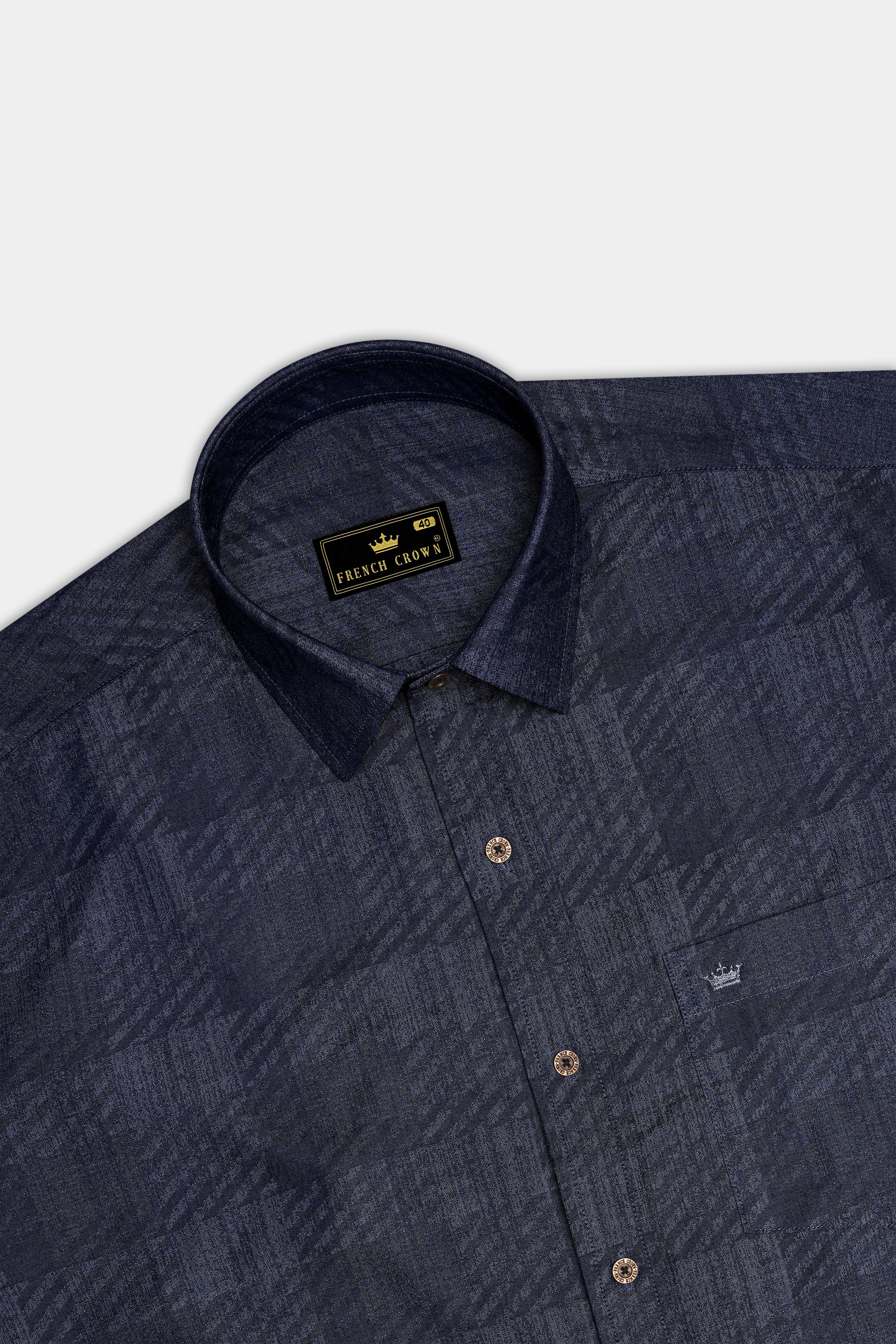 Diagris-Ebony Clay Denim Blue Diagonal Striped Super Soft Premium Cotton Casual Shirt - Image 5
