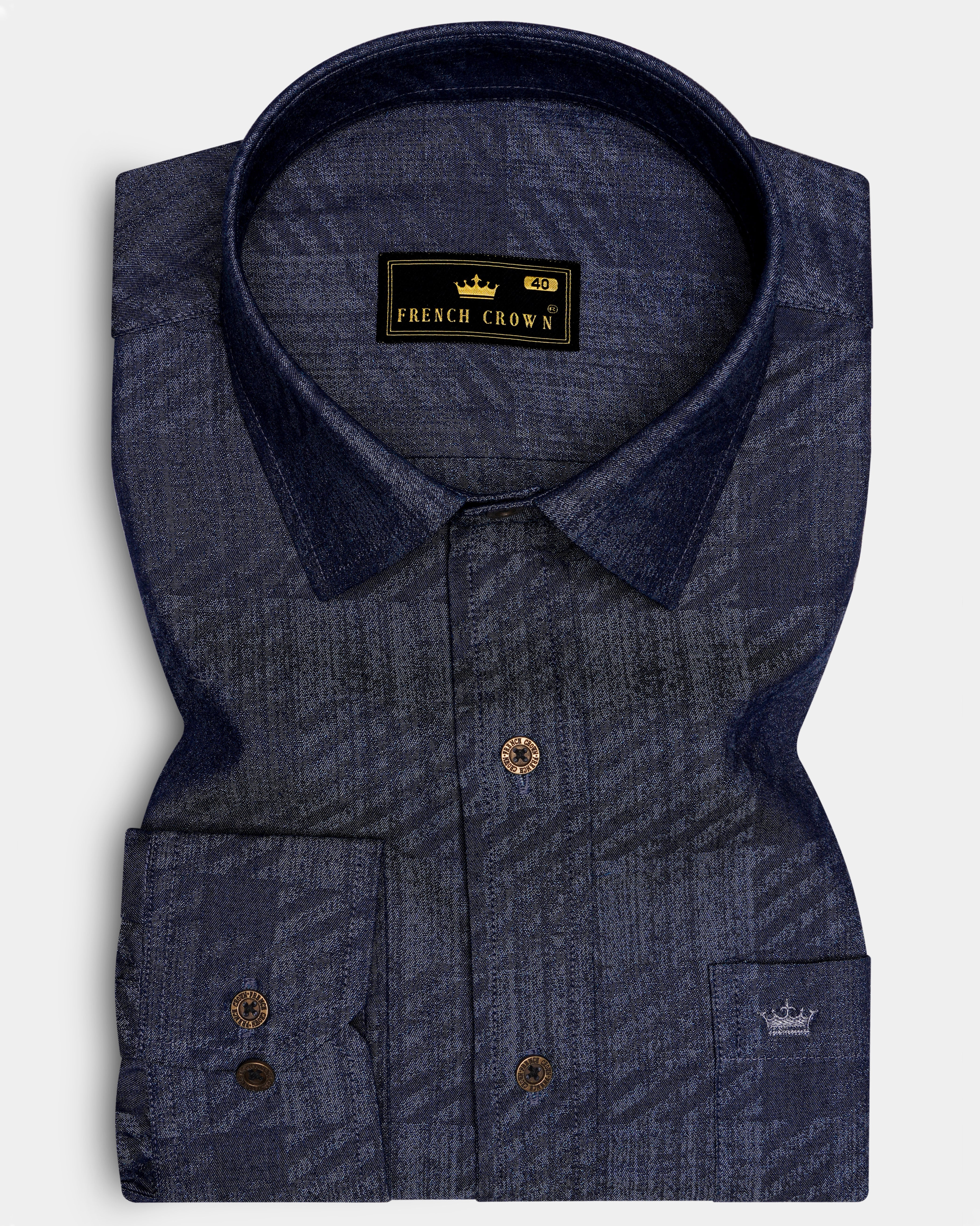 Diagris-Ebony Clay Denim Blue Diagonal Striped Super Soft Premium Cotton Casual Shirt - Image 6