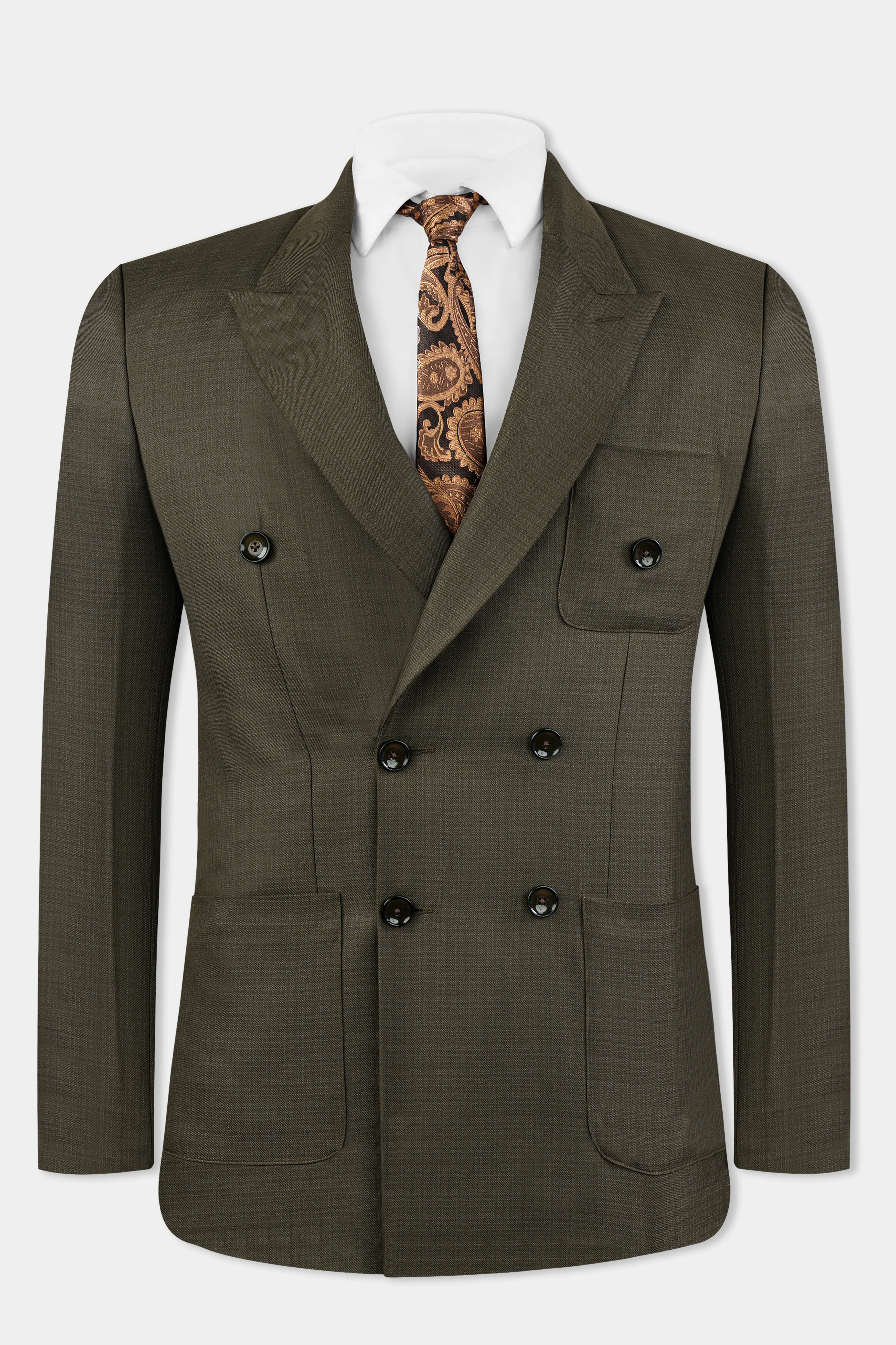 Eclipse Brown Wool Rich Double Breasted Sports Suit - Image 13