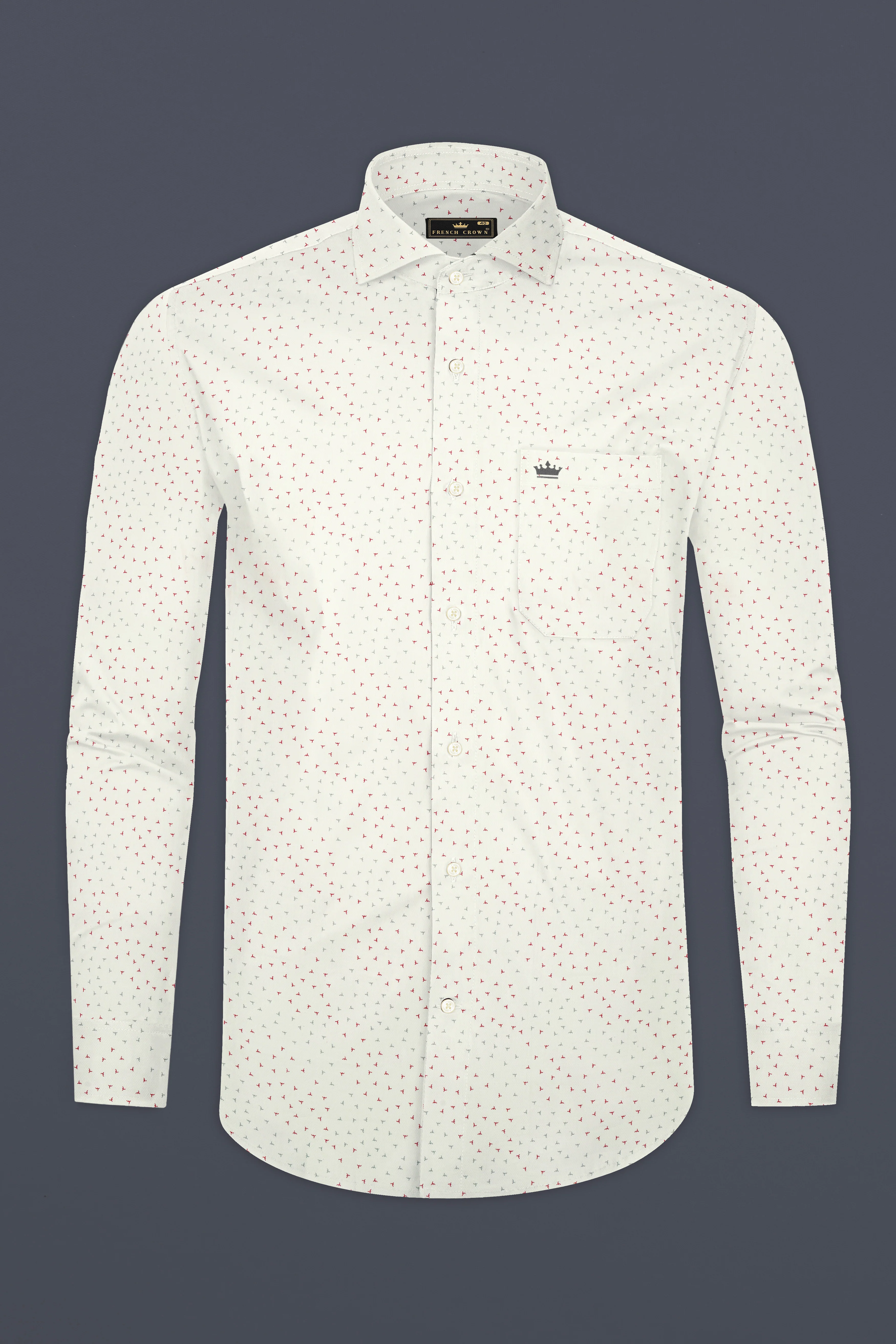 Ecru Cream Dobby Textured Premium Giza Cotton Shirt - Image 4