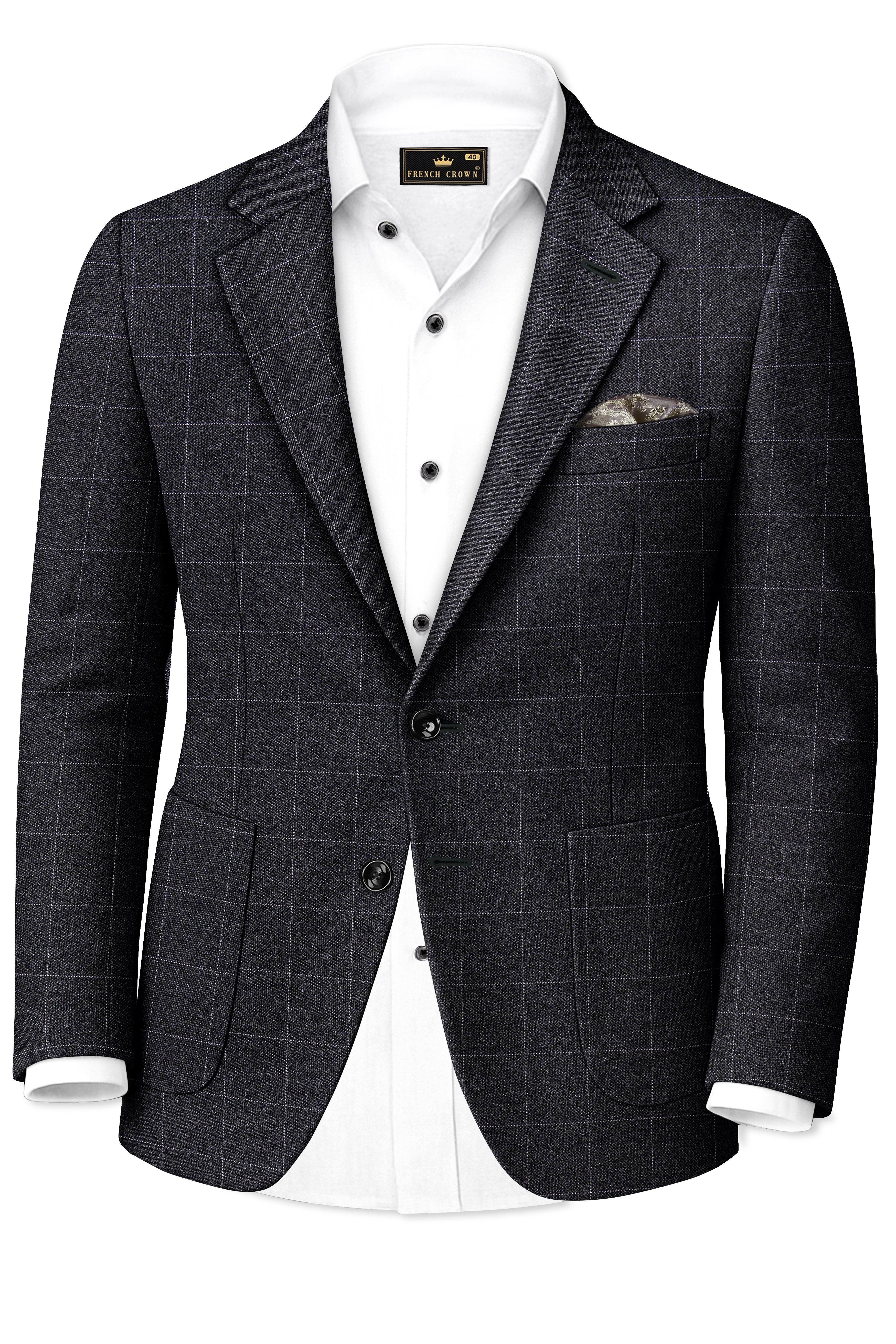 Fenrir-Shark Gray windowpane Tweed Single Breasted Sports Suits - Image 10