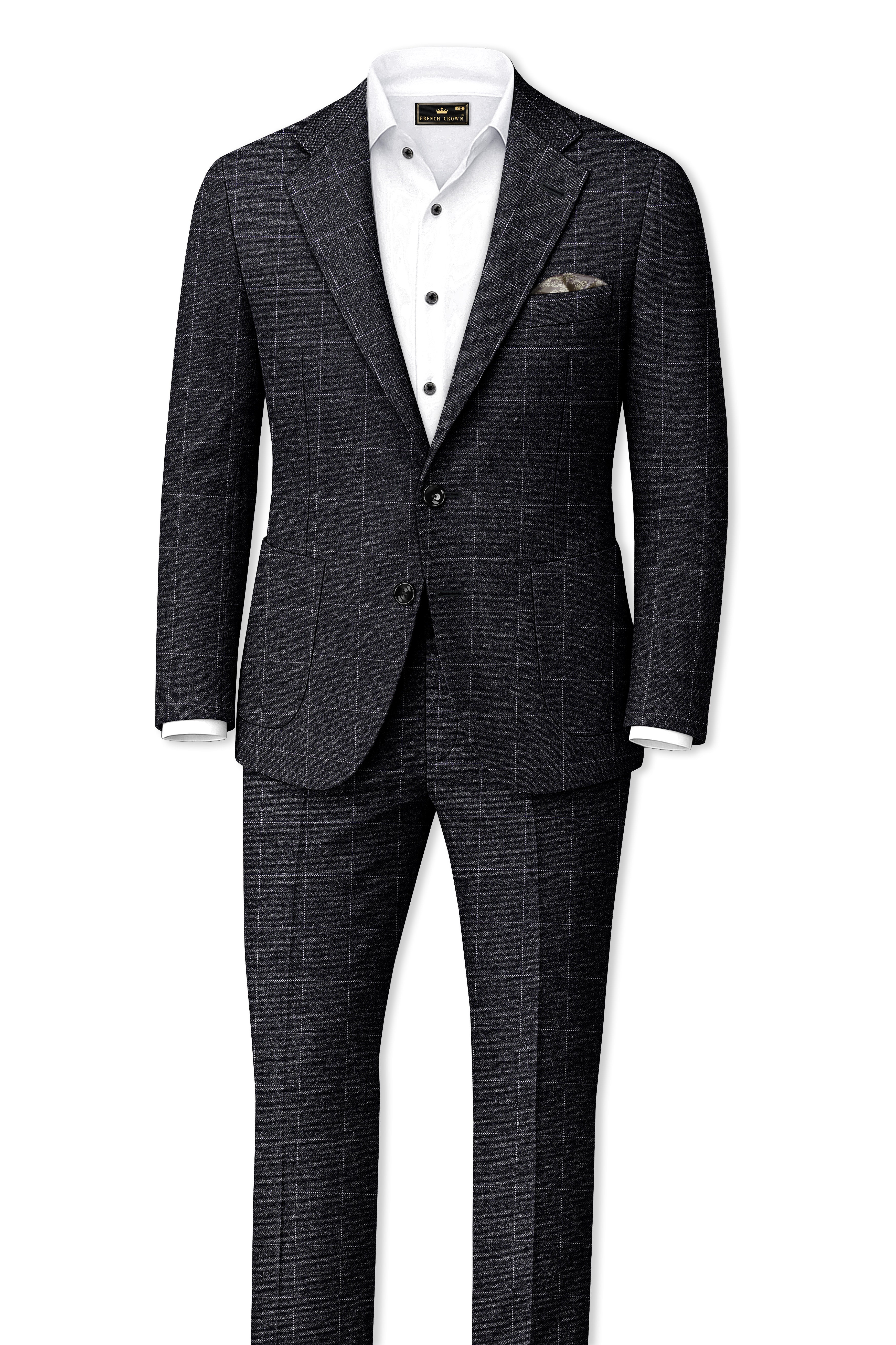 Fenrir-Shark Gray windowpane Tweed Single Breasted Sports Suits - Image 4