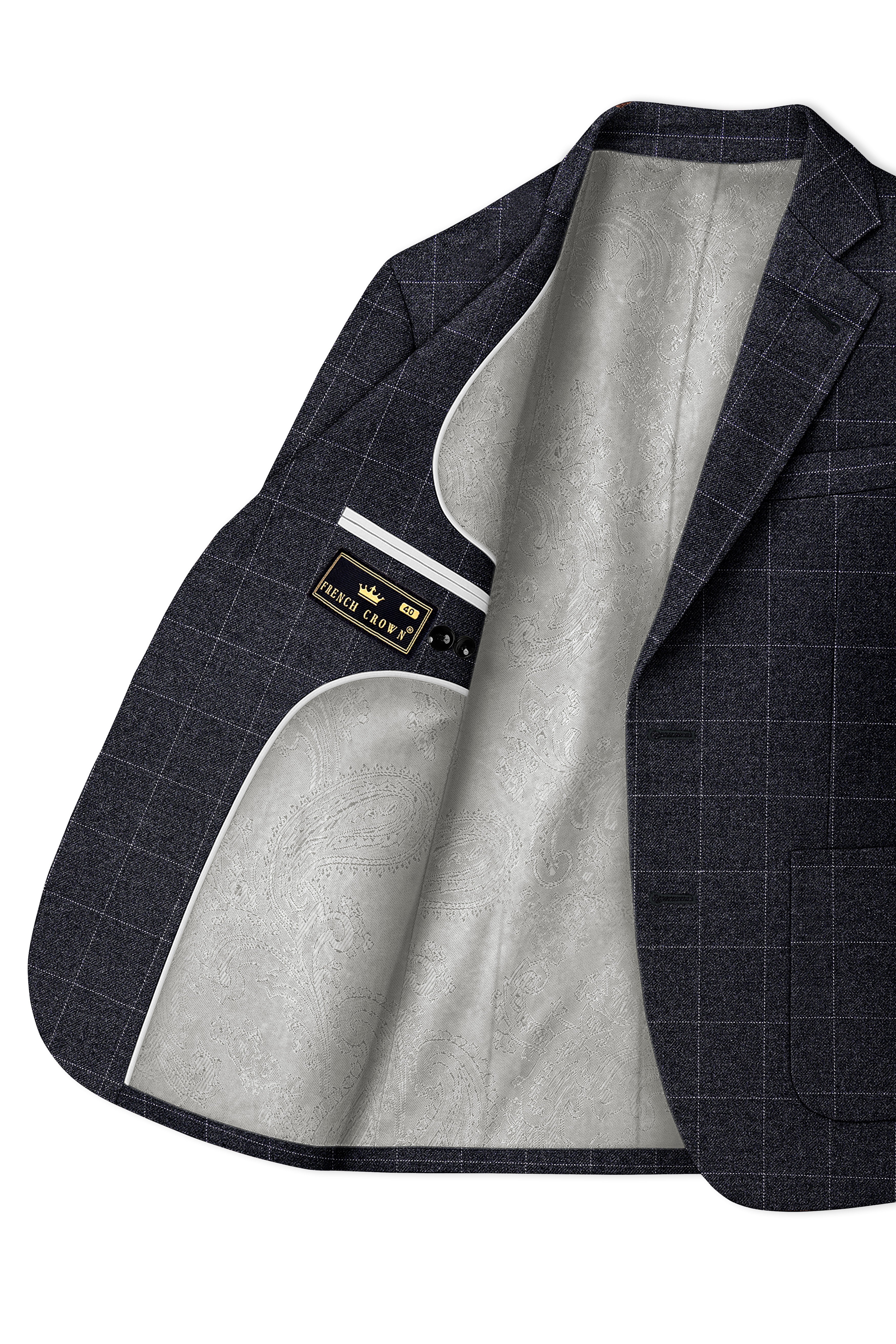Fenrir-Shark Gray windowpane Tweed Single Breasted Sports Suits - Image 6