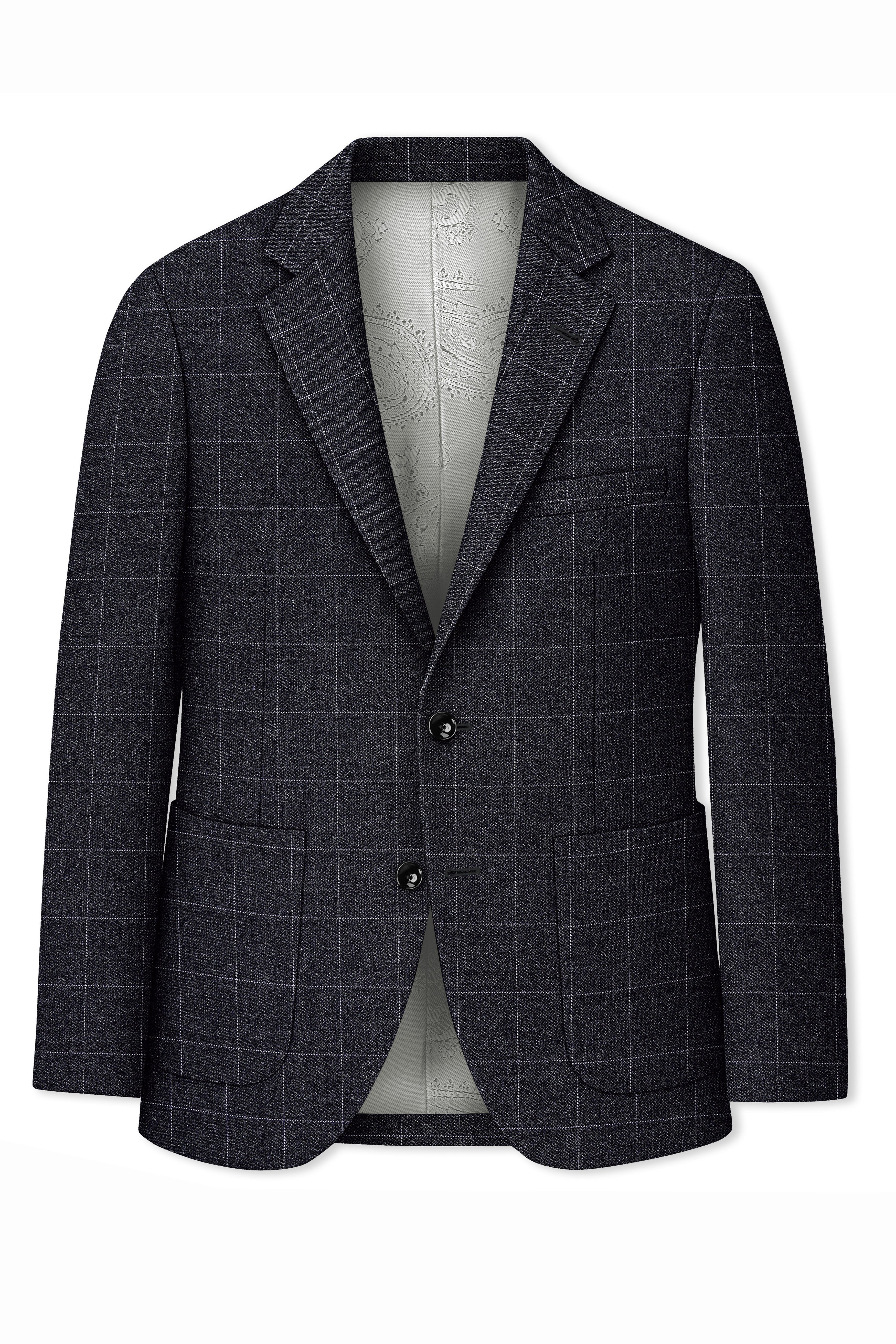 Fenrir-Shark Gray windowpane Tweed Single Breasted Sports Suits - Image 8