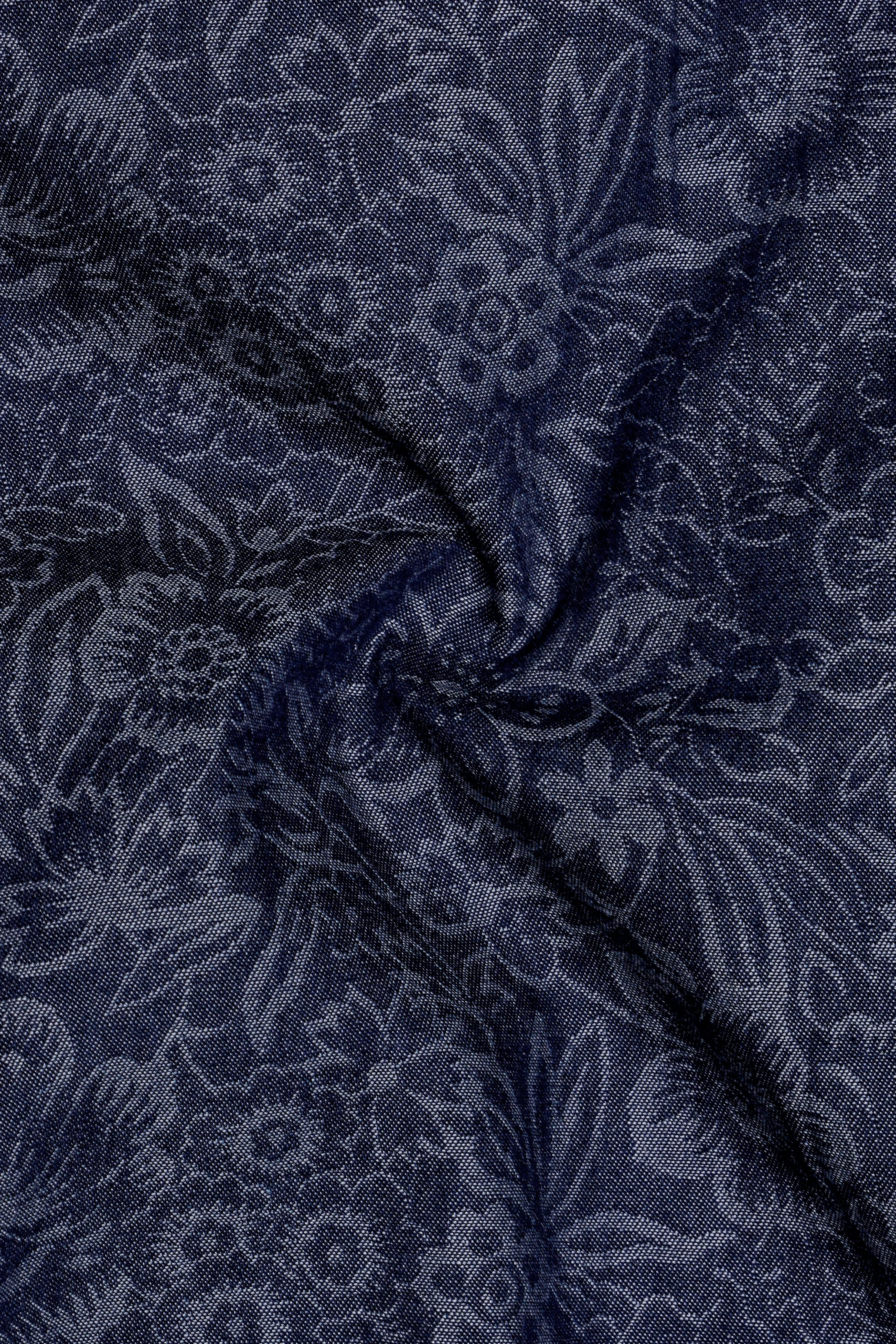 Florique-Charade Denim Blue Floral Printed Super Soft Premium Cotton Casual Shirt - Image 3