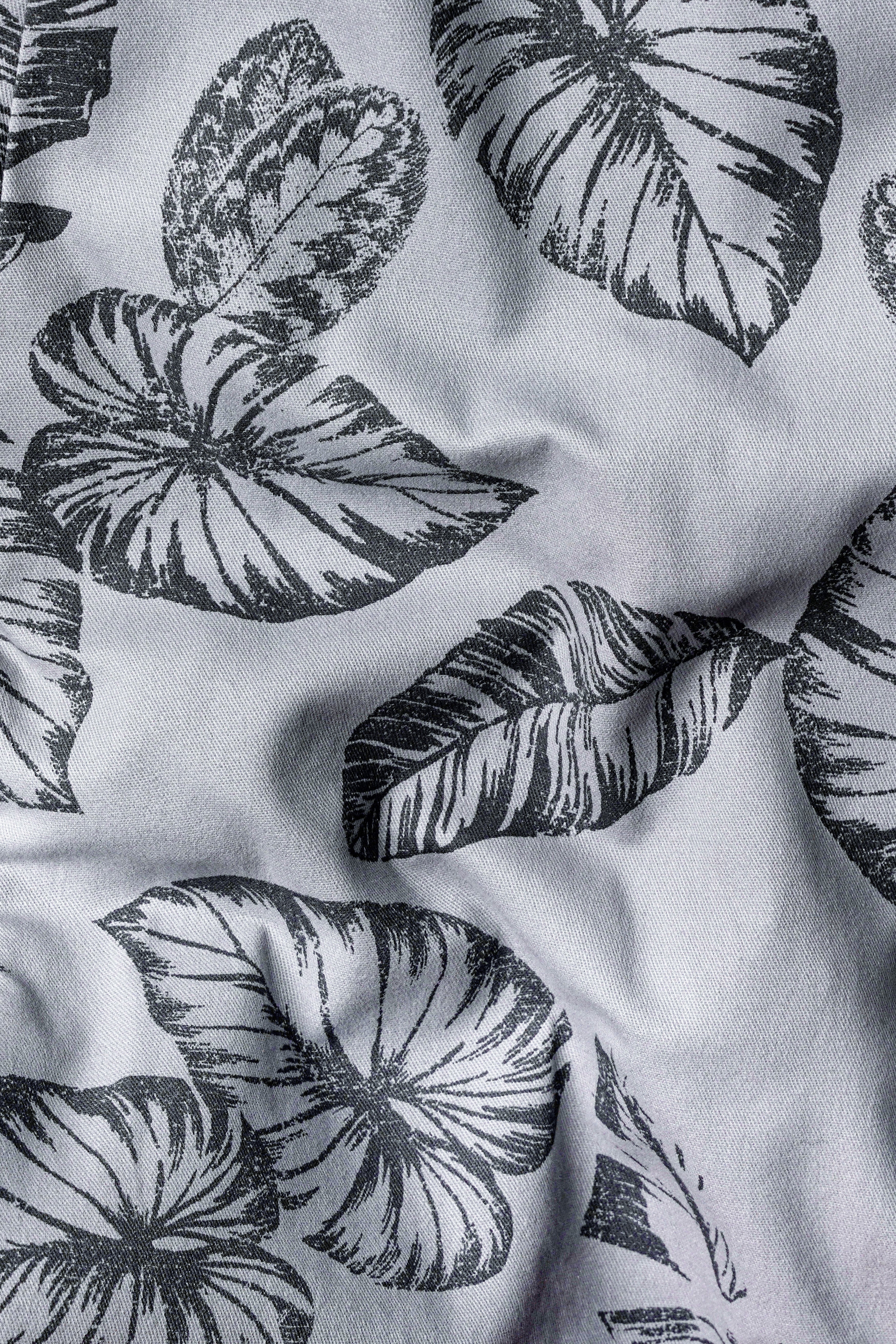 Gainsboro and Comet Gray Leaves Printed Premium Cotton Blazer - Image 3