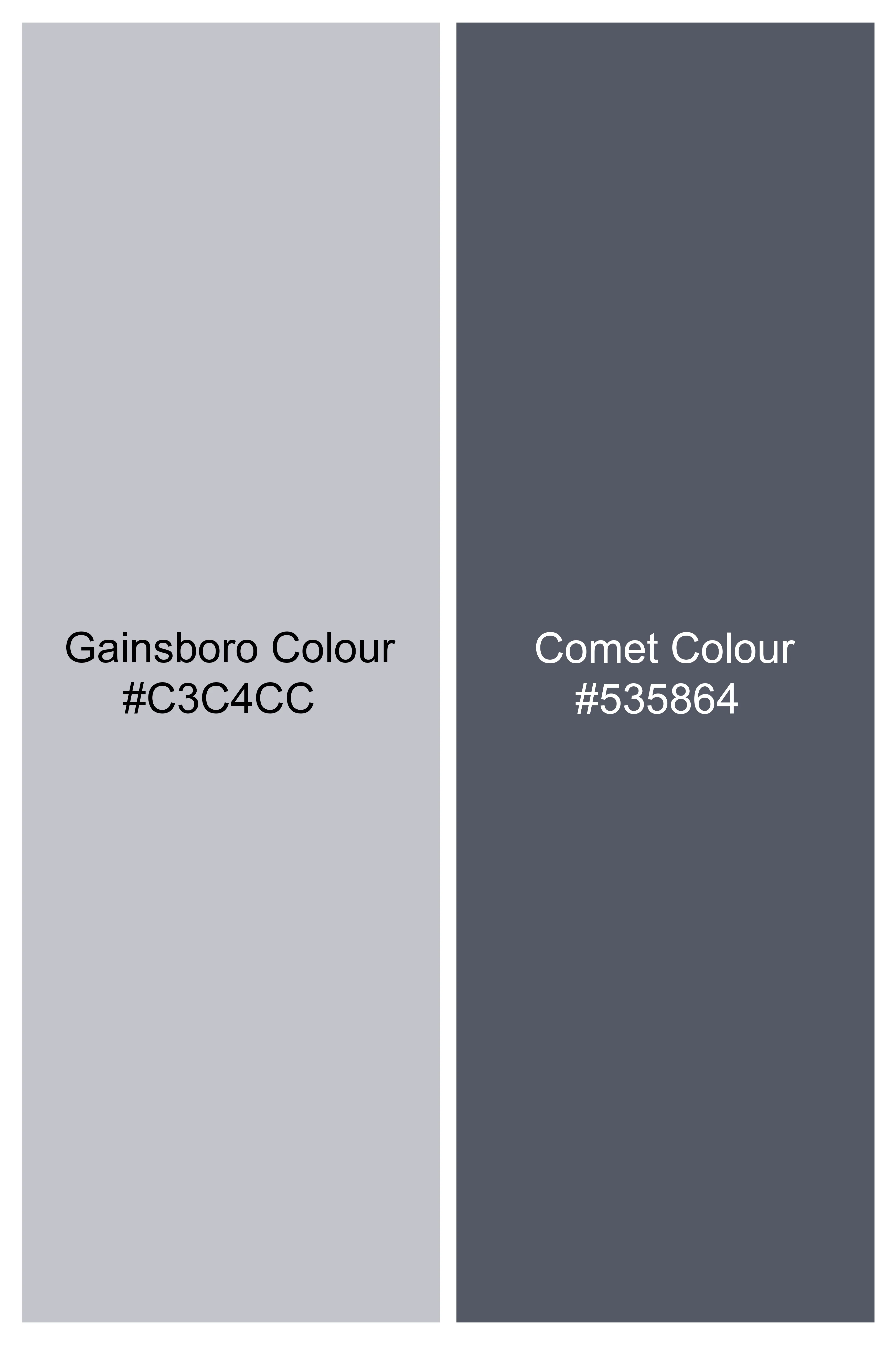 Gainsboro and Comet Gray Leaves Printed Premium Cotton Blazer - Image 7