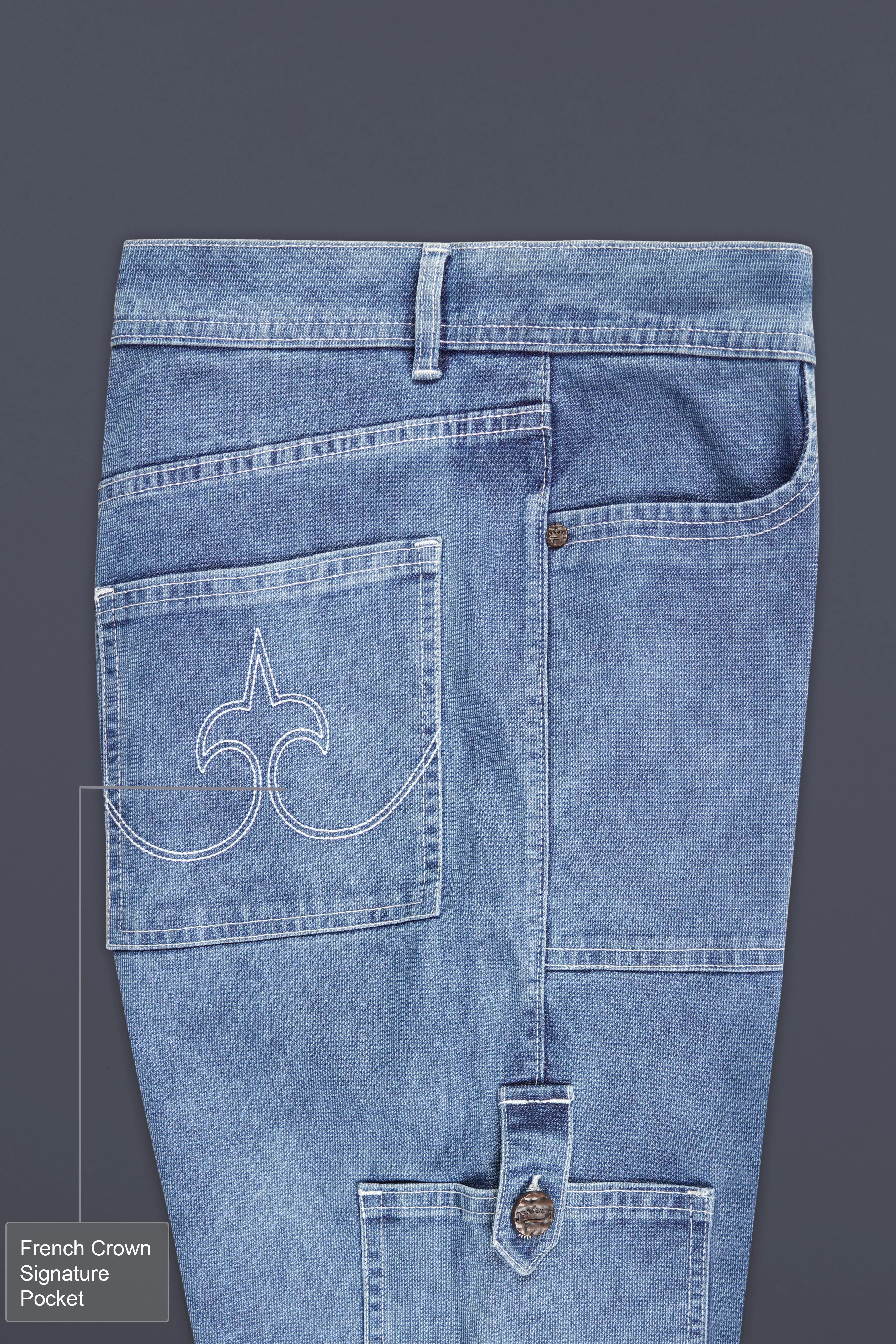 Glacier Blue Rinse Washed Cargo Denim - Image 7