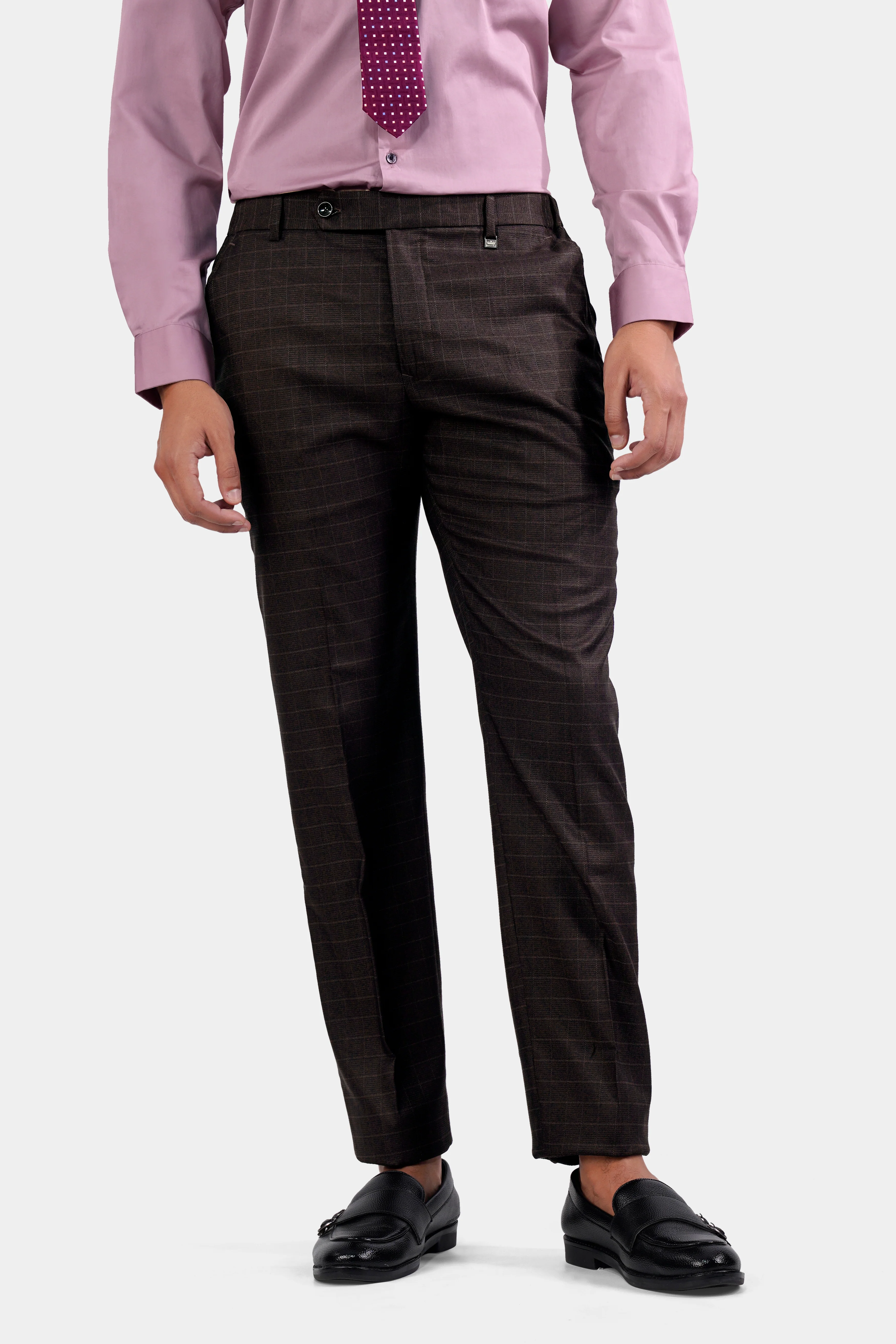 Gondola Brown Checkered and Embroidered Wool Rich Designer Suit - Image 6