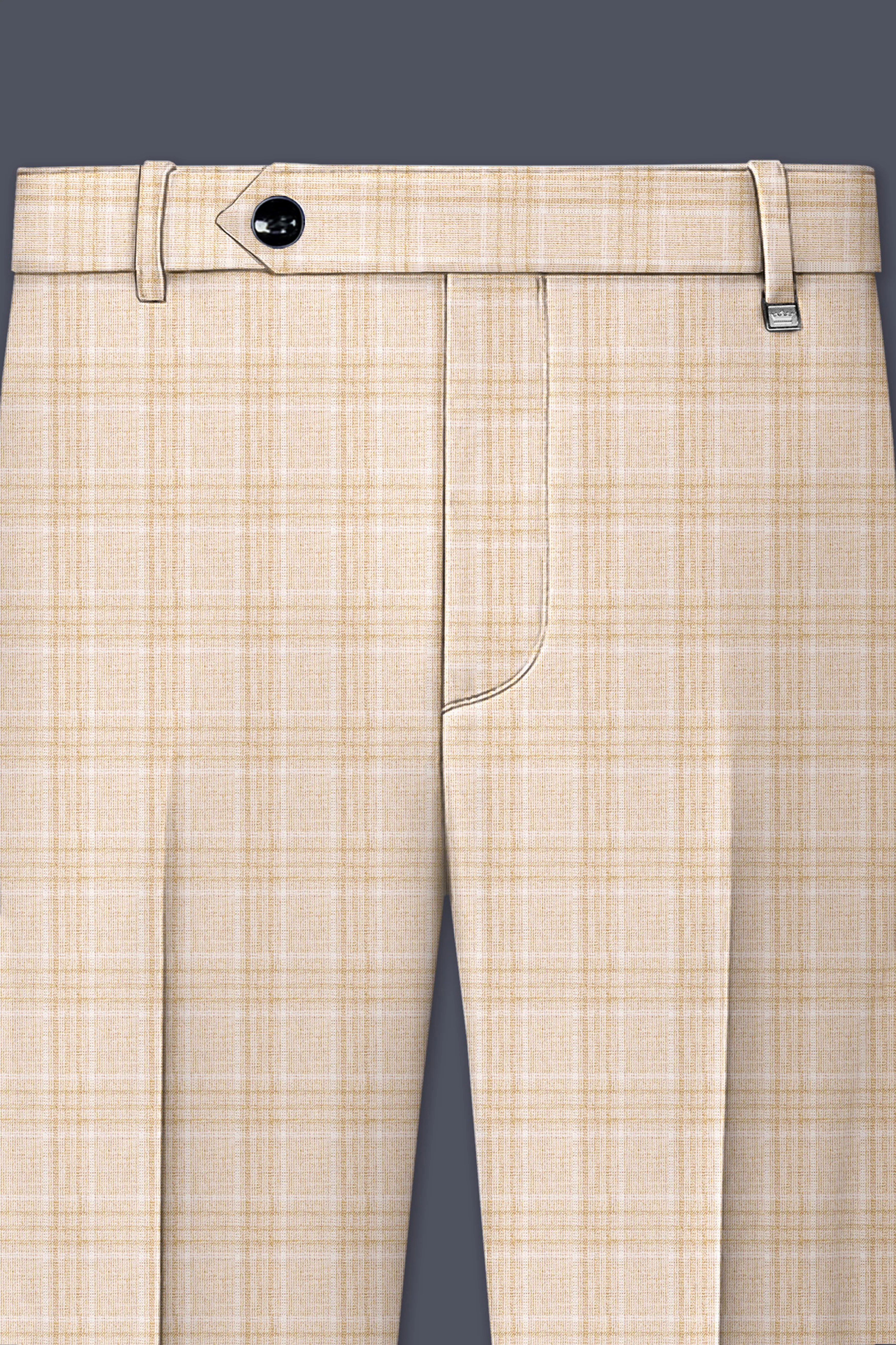 Hampton Beige Wool Rich Plaid Single Breasted Suit - Image 12