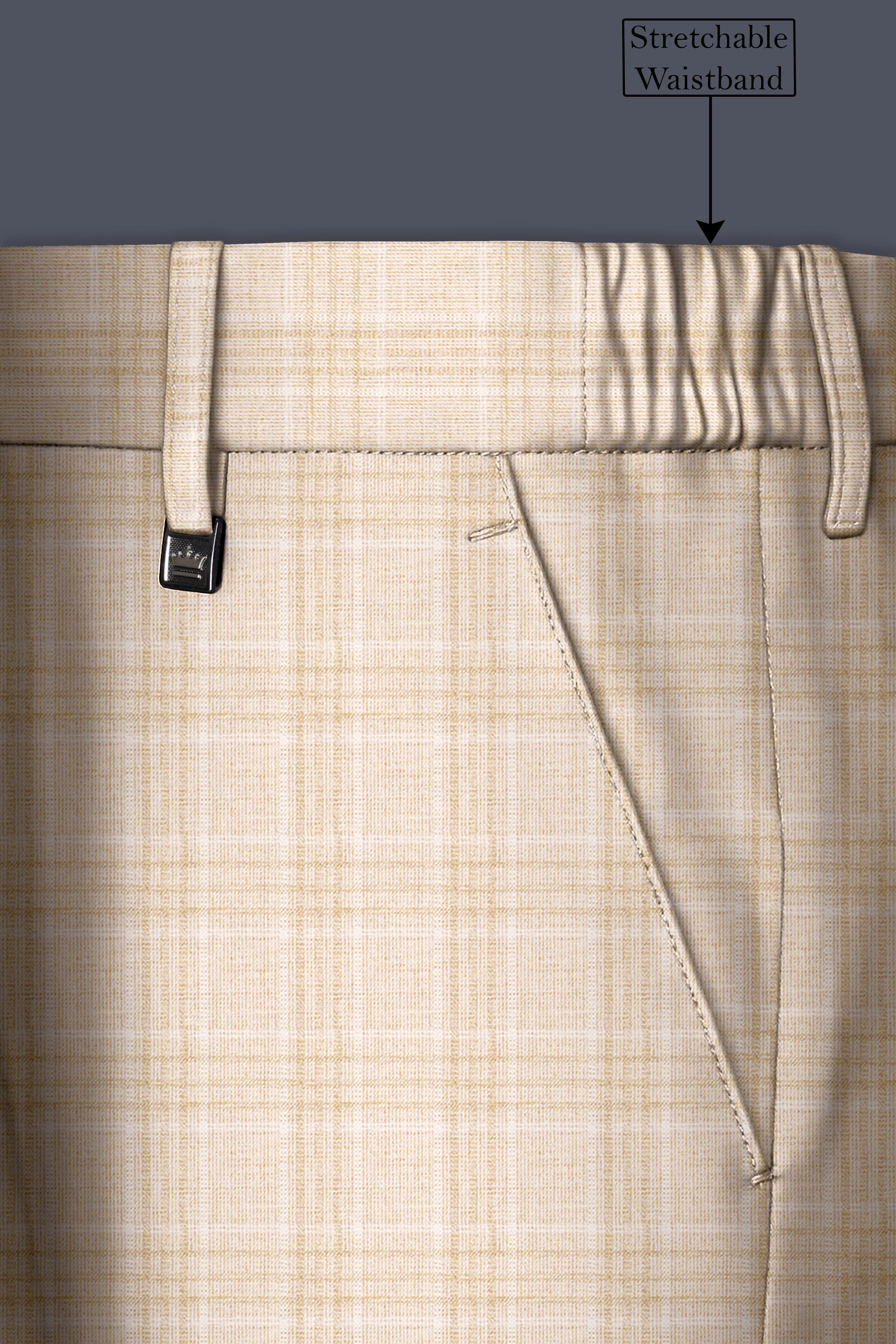 Hampton Beige Wool Rich Plaid Single Breasted Suit - Image 15