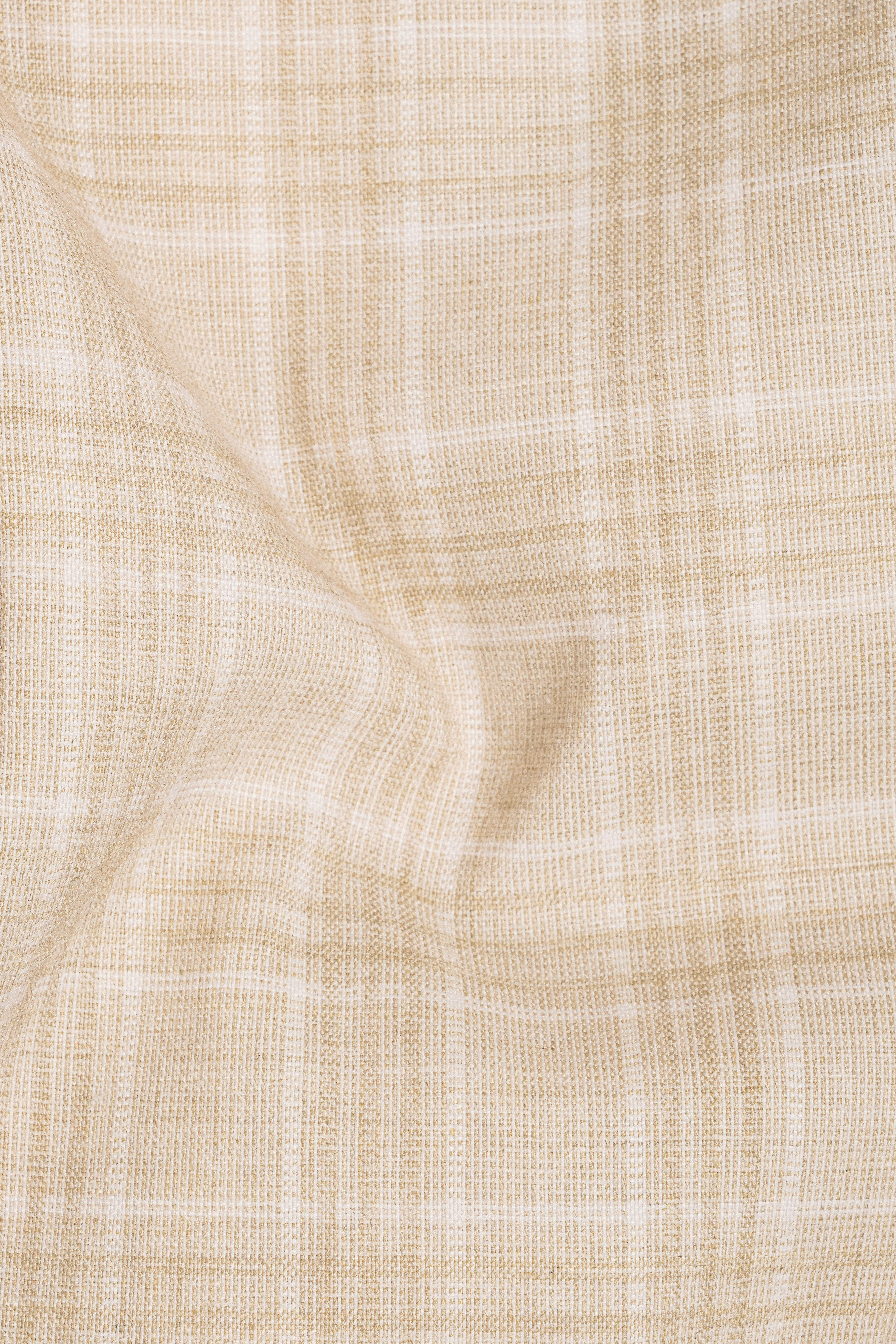 Hampton Beige Wool Rich Plaid Single Breasted Suit - Image 3