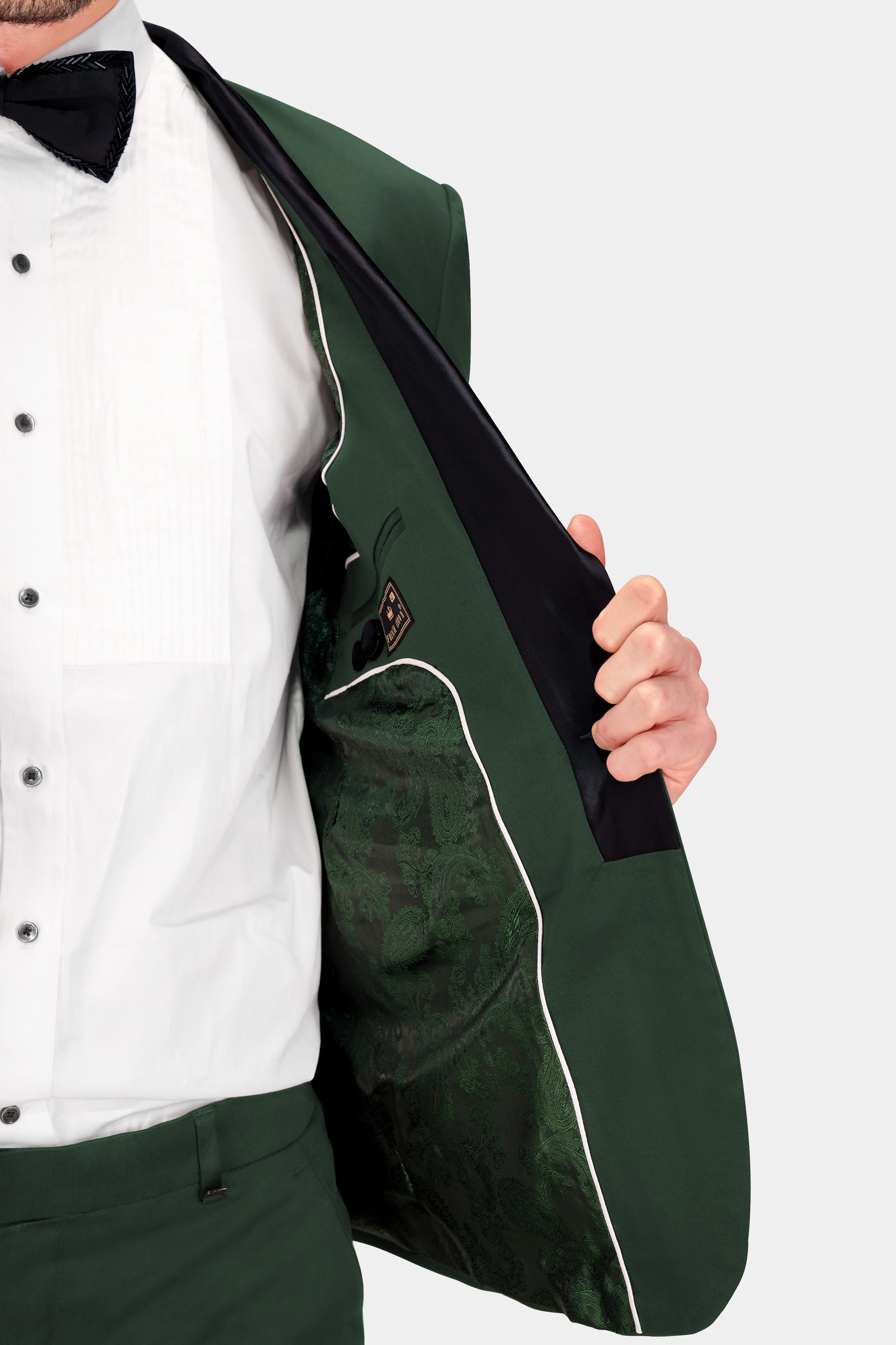 Heavy Metal Green Premium Cotton Tuxedo Stretchable Traveler Blazer - Image 5