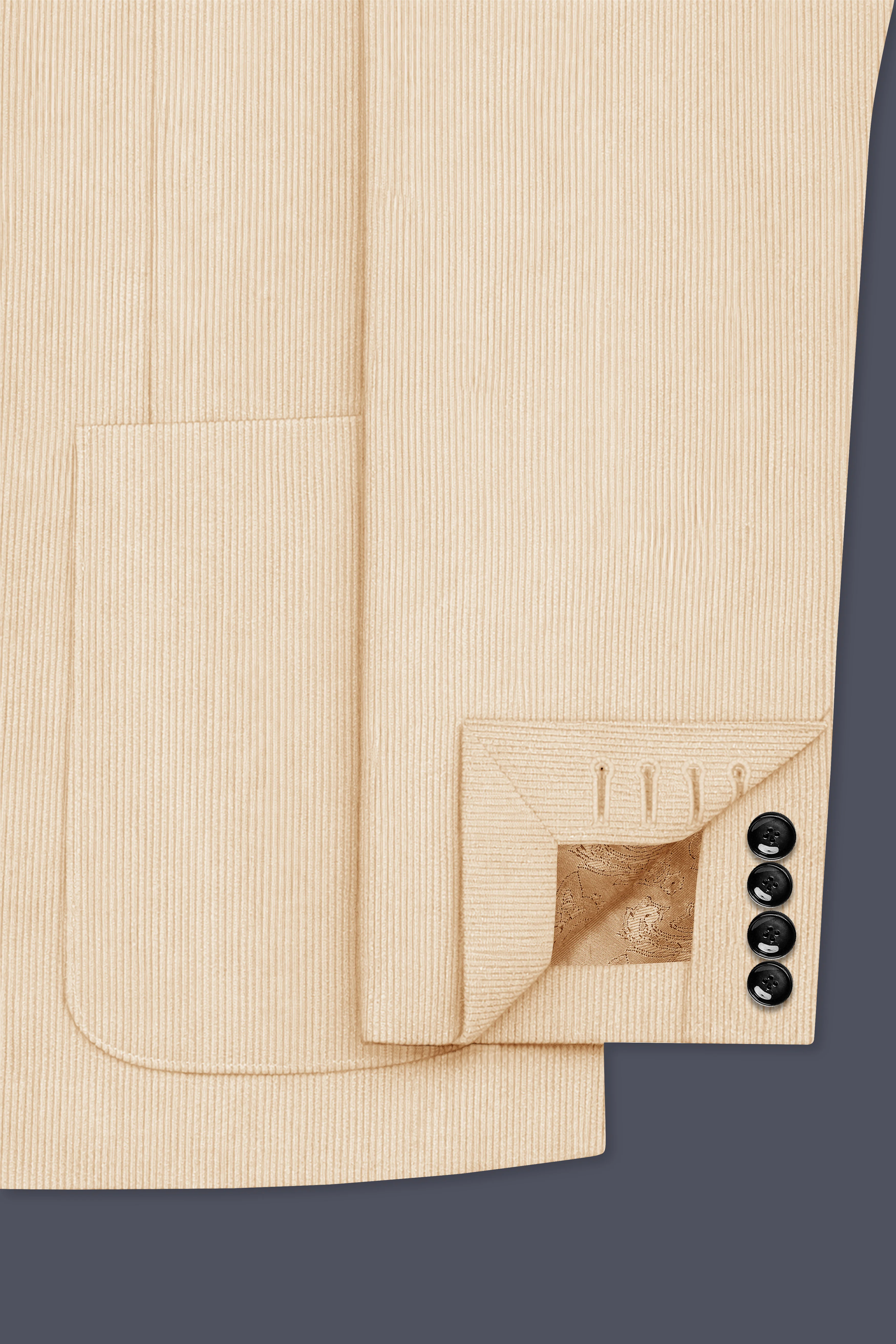 Hispanoro-Spanish Cream Corduroy Single Breasted Sports Blazer - Image 7