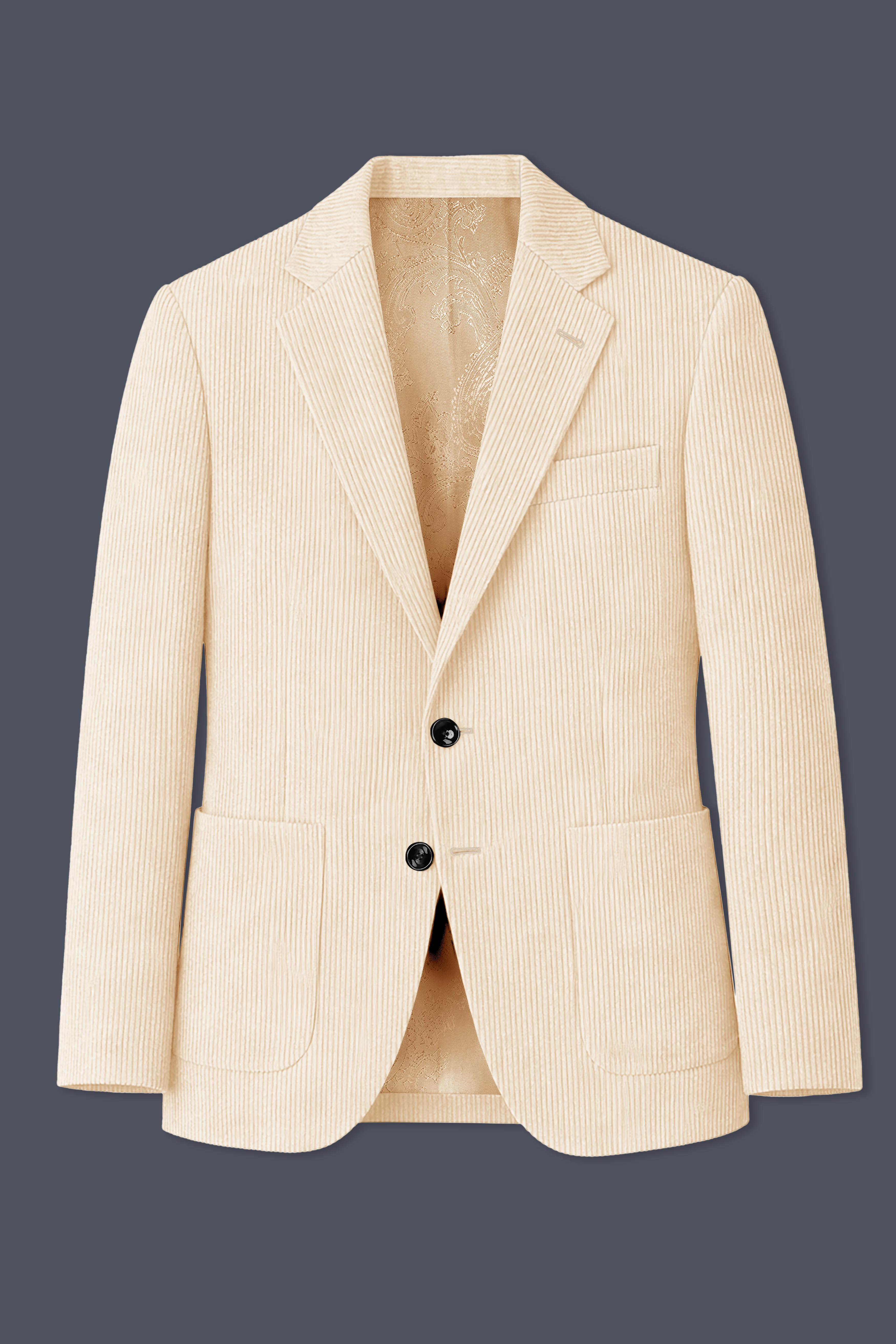 Hispanoro-Spanish Cream Corduroy Single Breasted Sports Blazer - Image 8