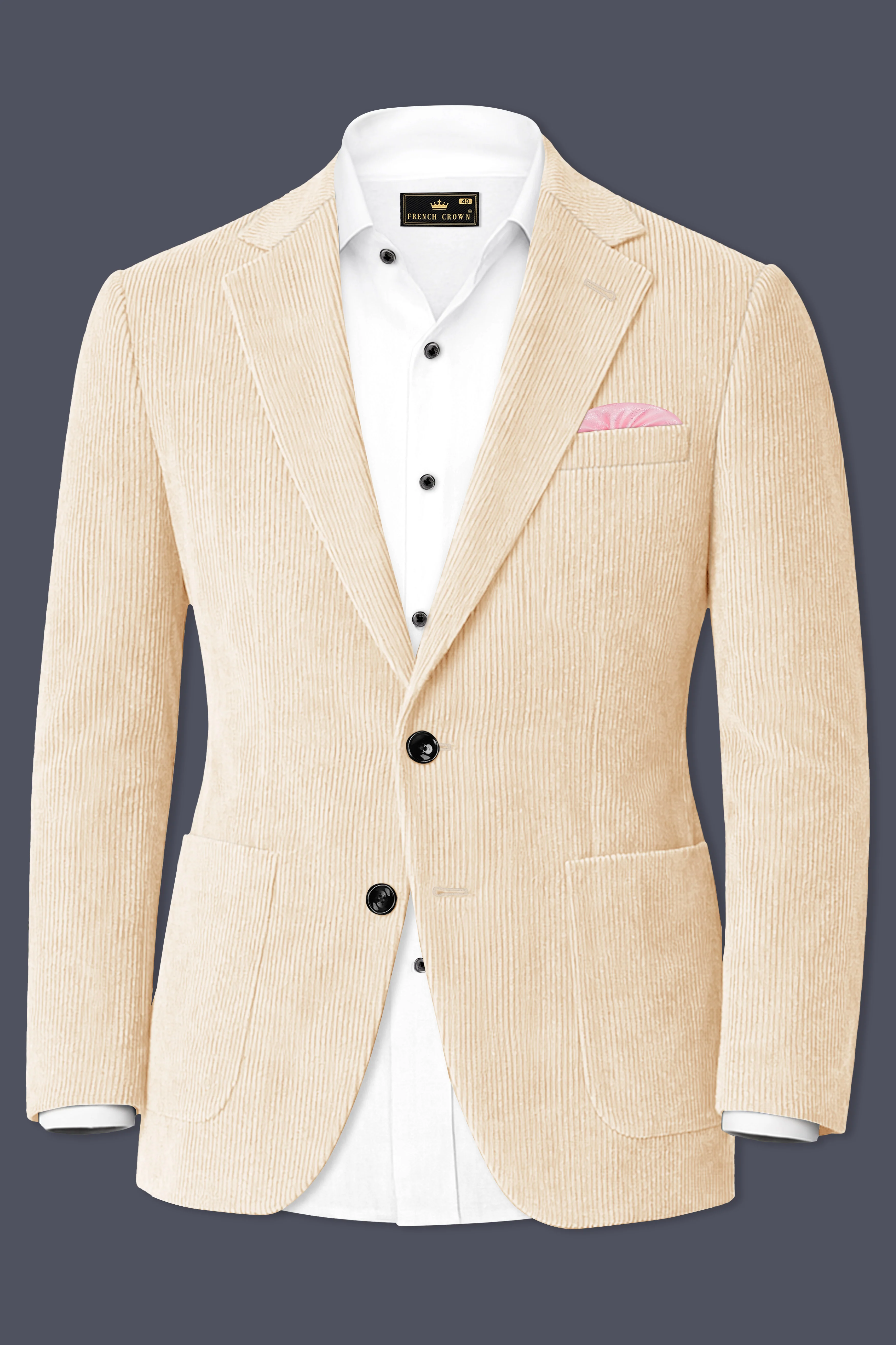 Hispanoro-Spanish Cream Corduroy Single Breasted Sports Suit - Image 10